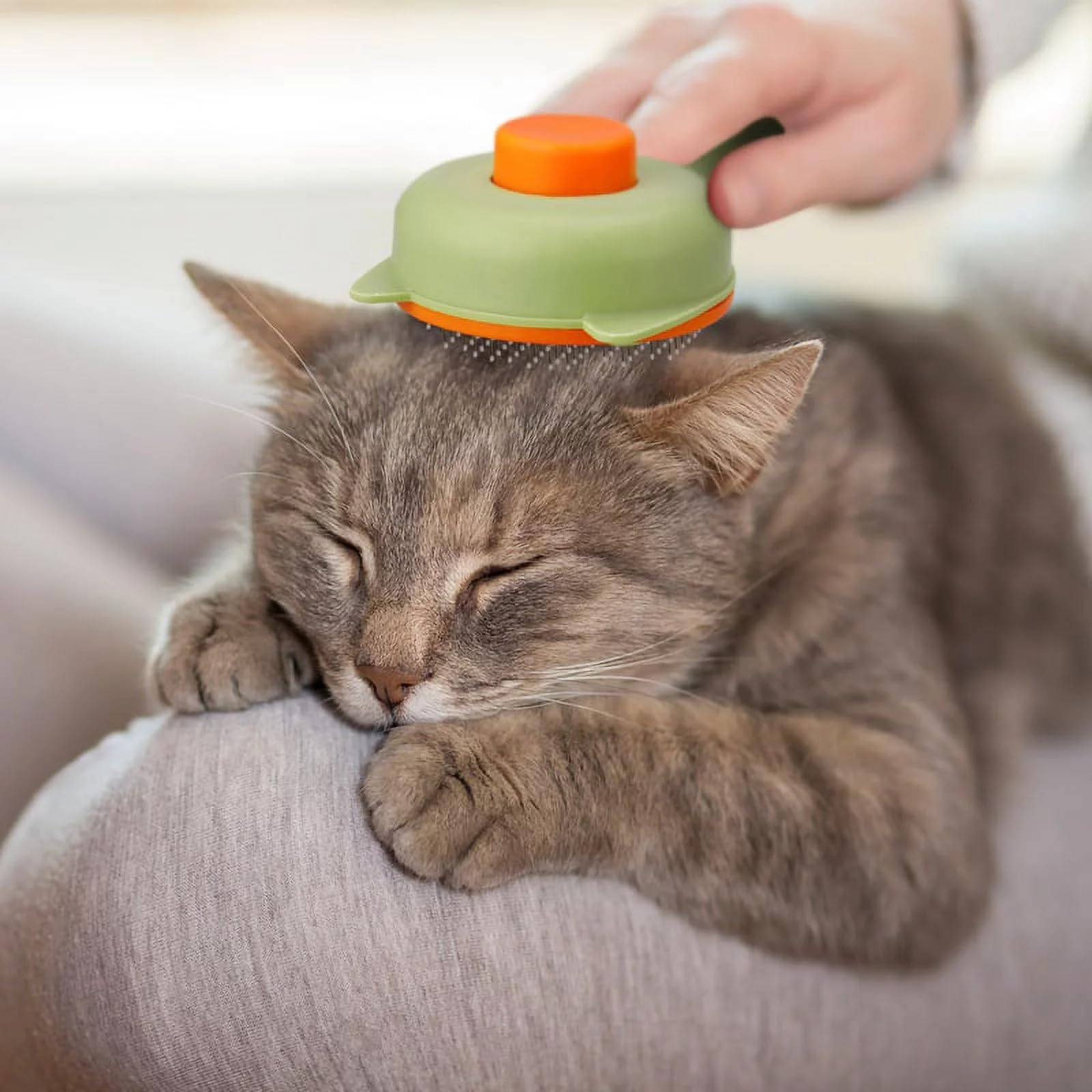 Cat Brush With Release Button, Pet Brush, SelfCleaning Sliker Brush With One Click, Grooming Brush For Cat Dog Color May Vary