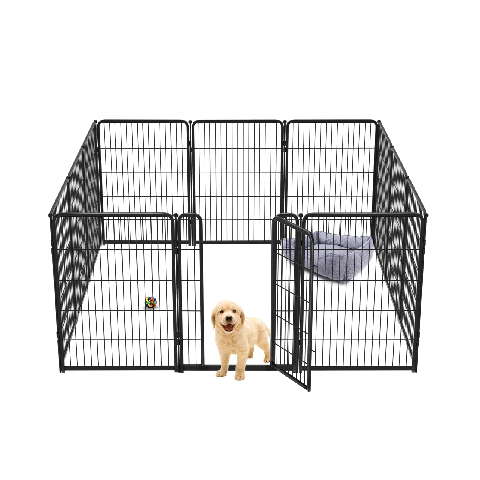 Fxw Homeplus Indoor Dog Playpen - Stress-Free And Safe Play, 40 Inch 12 Panels For Medium And Large Dogs, Black│Patented