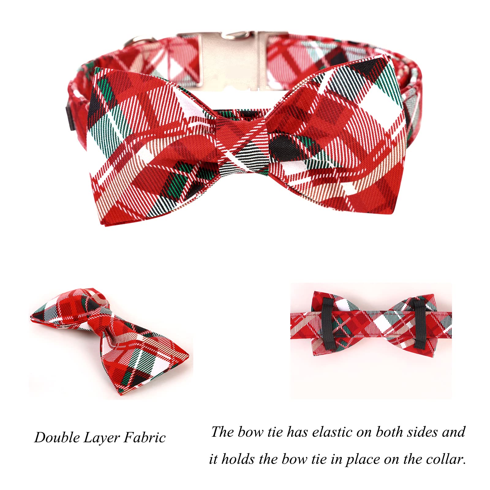 Lionet Paws Christmas Dog Collar With Bowtie, Dog Bowtie Collar With Metal Buckle For Dogs And Cats, Adjustable Comfortable Dog