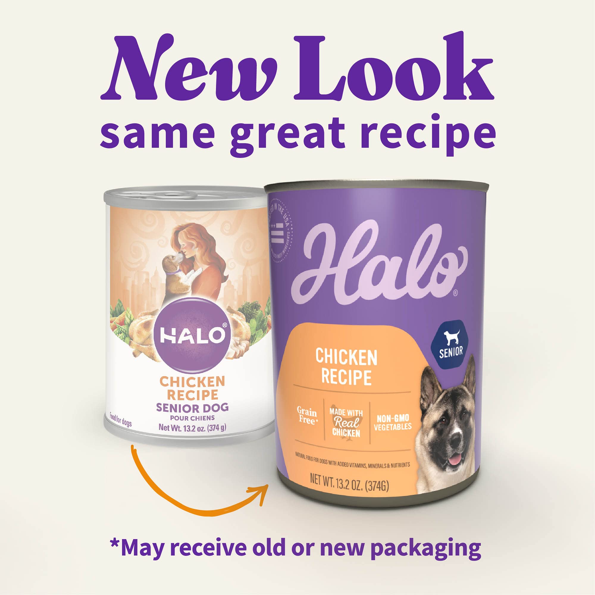 Halo Senior Dog Wet Food, Chicken Recipe, Great as Nutritious Meals or Healthy Dog Food Toppers, 13.2 oz Can (Pack of 6)