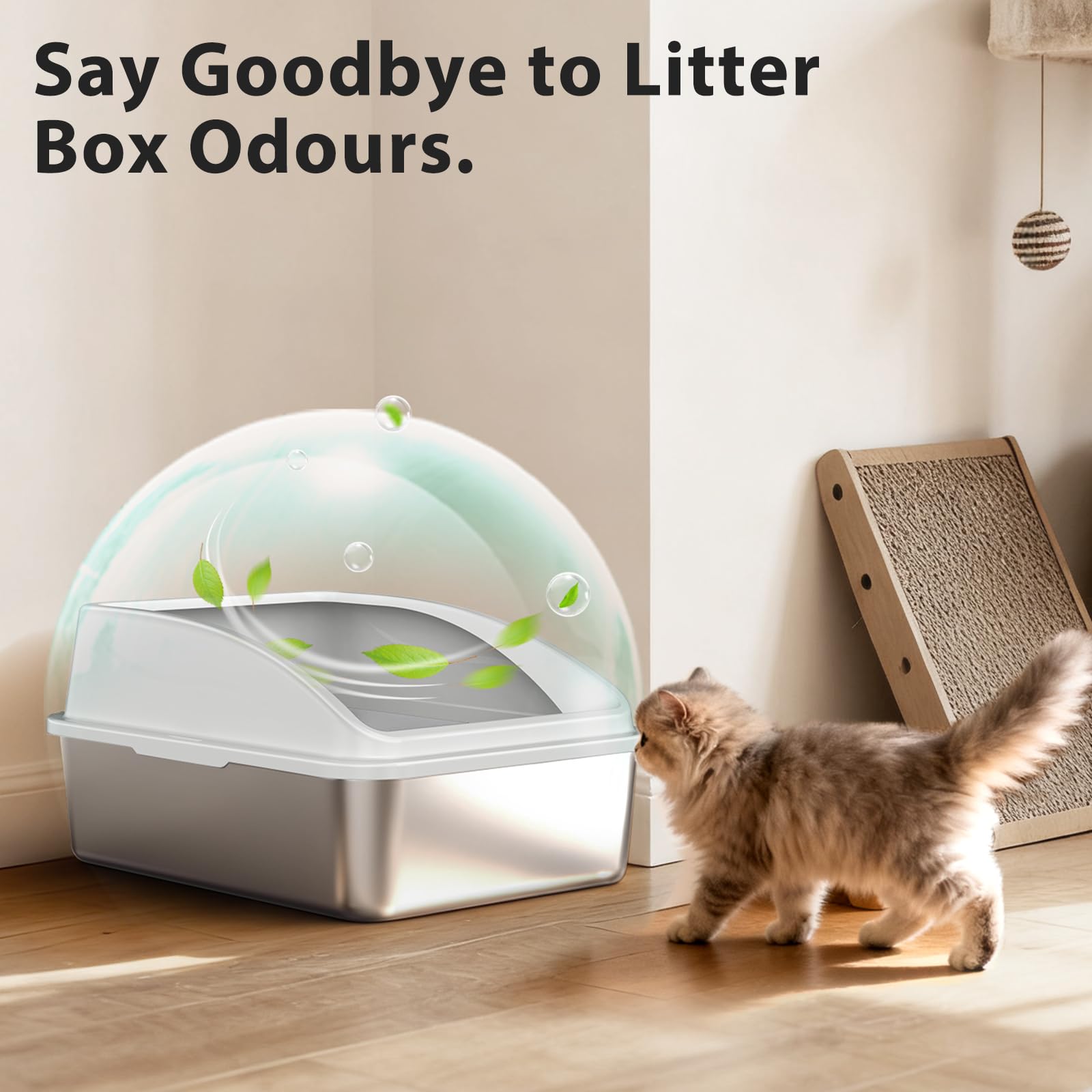 Stainless Steel Litter Box | Metal Kitty Litter Box with Lid High Sided for Small Cats or Injured Cats, Bunny Litter Boxes, Low