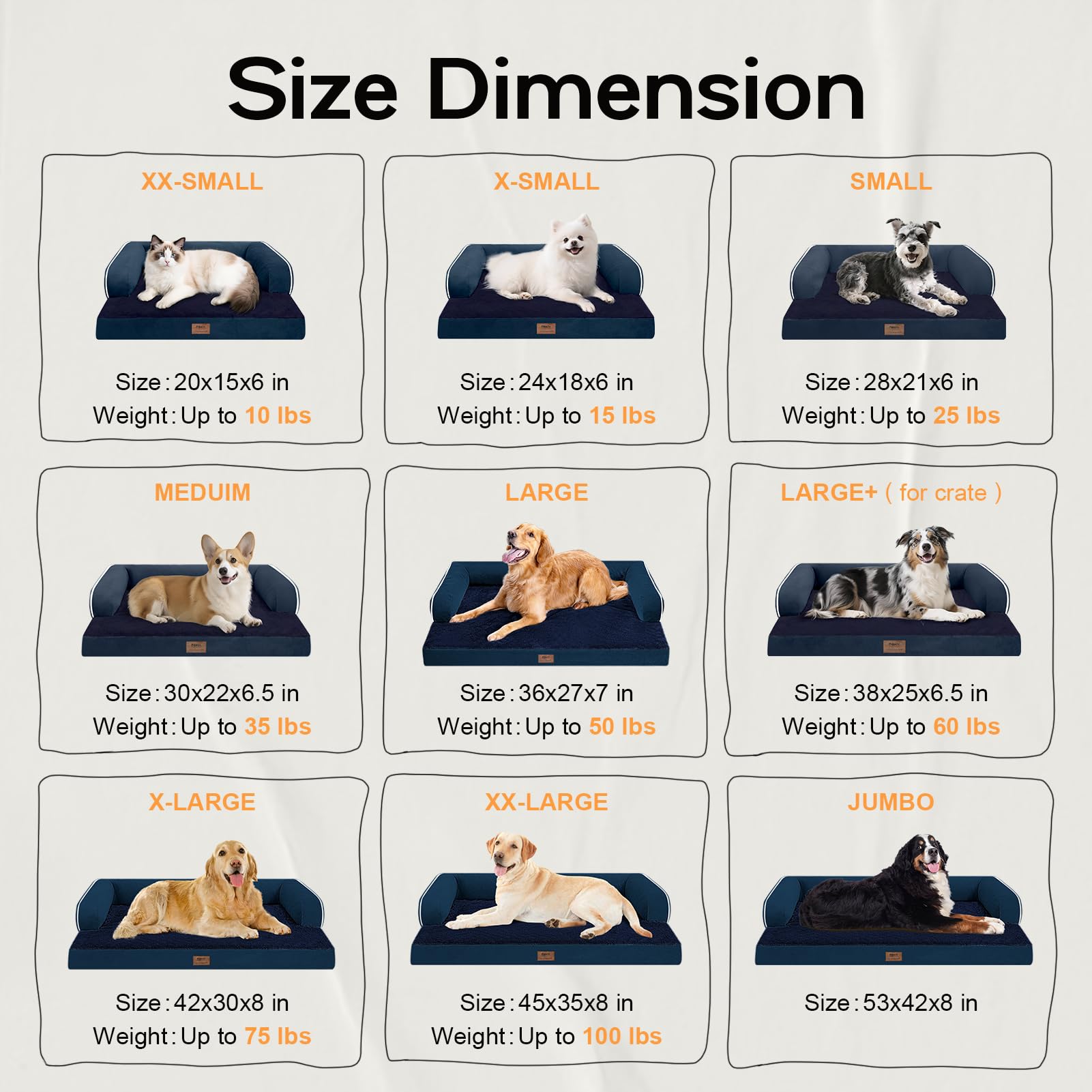 Extra Large Dog Bed-Orthopedic Waterproof XL Dog Bed for XLarge Extra Big Dogs - Foam Couch Sofa Washable with Removable Cover-N