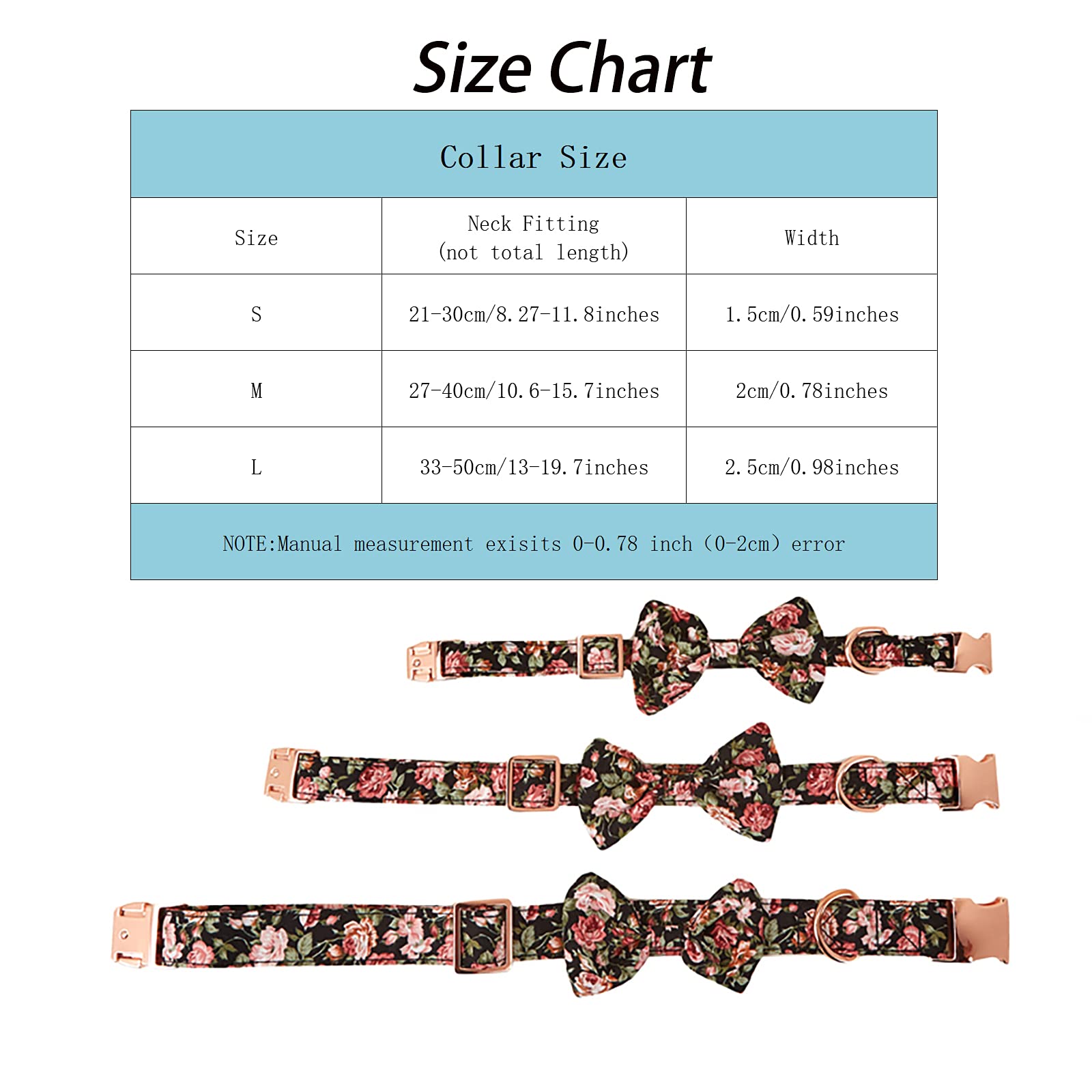 Dog Collar Adjustable With Detachable Bowtie/Flower For Medium Dog,Girl Dog Collar Pet Collars With Safety Buckle