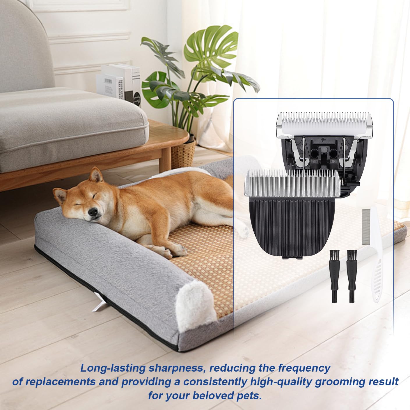 Pet Dog Grooming Replacement Blades: Low Noise Pet Clipper Replacement Blades For Oneisall Dog Low Noise Dog Clipper & Dog Hair