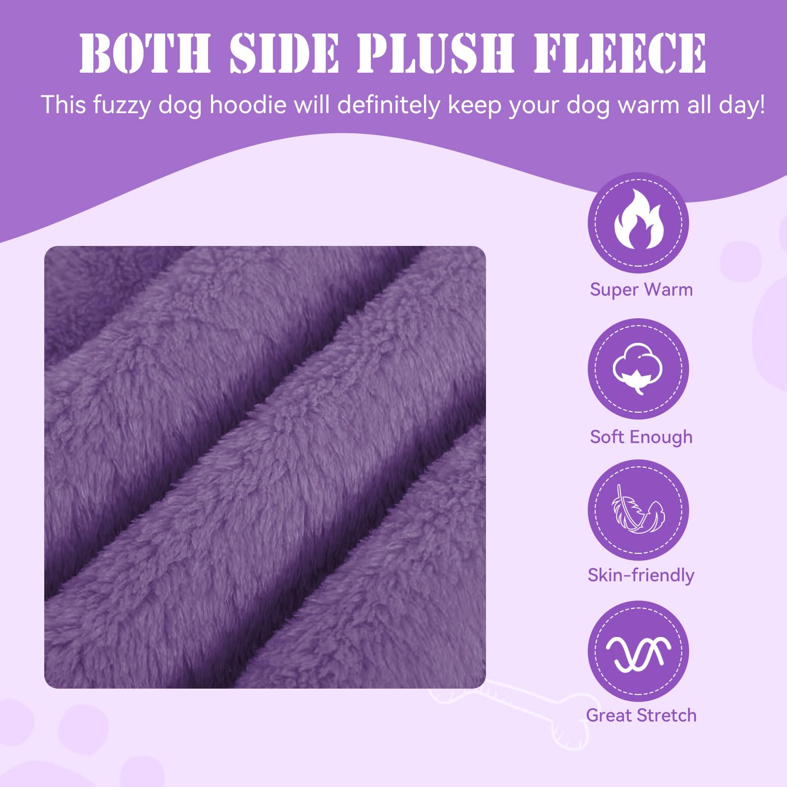 Fuzzy Dog Sweaters For Large Dogs Dog Hoodie Dog Clothes Warm Soft Dog Coats Hooded Sweatshirt Dog Hoodie For Large Dogs(Purple-