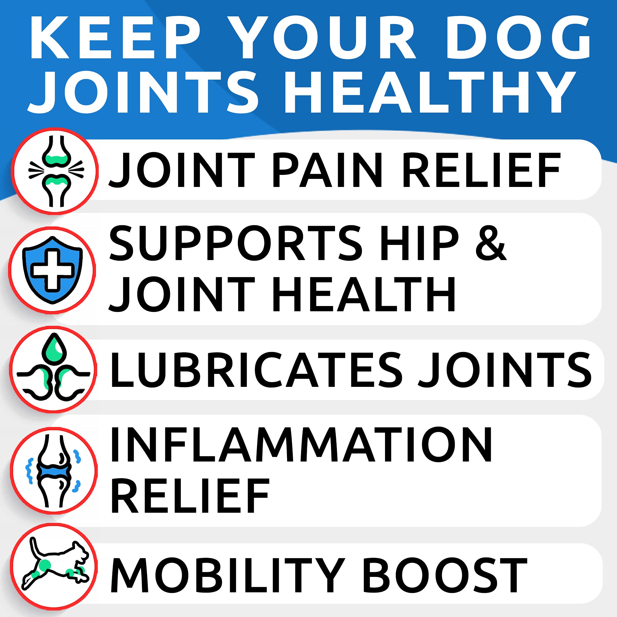 Glucosamine Chondroitin Dog Hip & Joint Supplement - Joint Pain Relief - Hip & Joint Chews for Dogs - Joint Support Large Breed