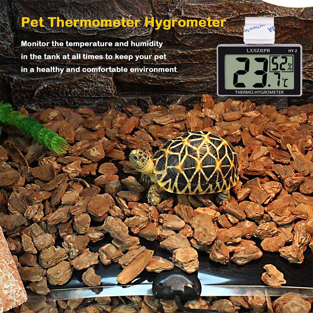 Lxszrph Reptile Thermometer Hygrometer Hd Lcd Reptile Tank Digital Thermometer With Hook Temperature Humidity Meter Gauge For Reptile Tanks, Terrariums, Vivarium (2Packs)