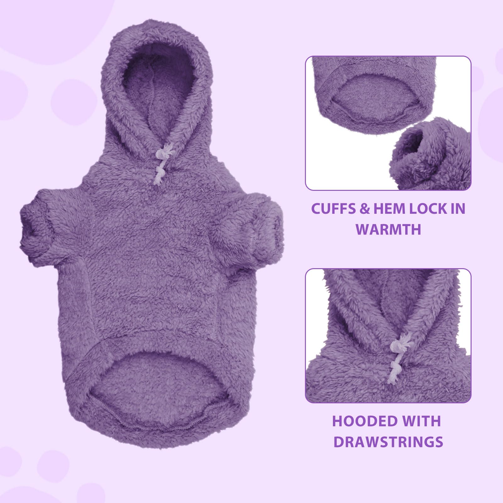 Fuzzy Dog Sweaters For Large Dogs Dog Hoodie Dog Clothes Warm Soft Dog Coats Hooded Sweatshirt Dog Hoodie For Large Dogs(Purple-
