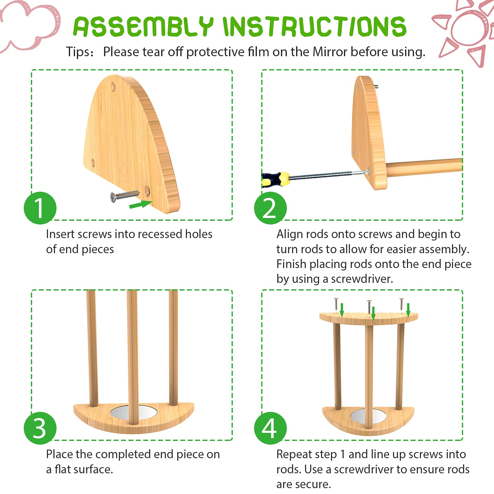 Ensayeer Mini Chick Perch With Mirror, Strong Bamboo Roosting Bar For Coop And Brooder, Training Perch For Baby Chicks, El Pollitos, La Pollita, Easy To Assemble And Clean, Fun Toys For Chick