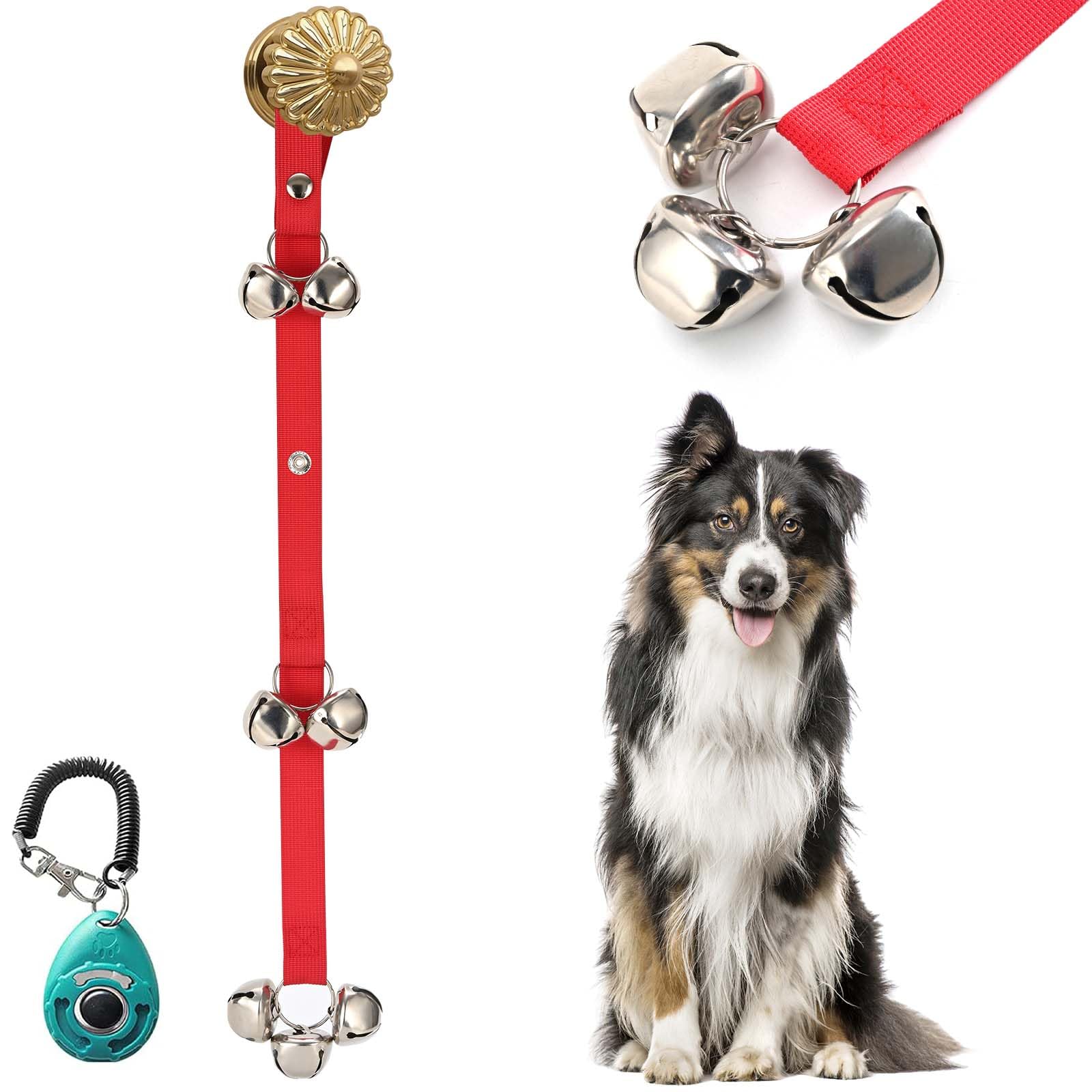 [Upgraded] Puppy Bells Dog Doorbells For Door Knob/Potty Training/Go Outside-Dog Bells For Puppies Dogs Doggy Doggie Pooch Pup Pet Hound Mutt Cat For Dog Lovers + Dog Training Clicker With Wrist Strap