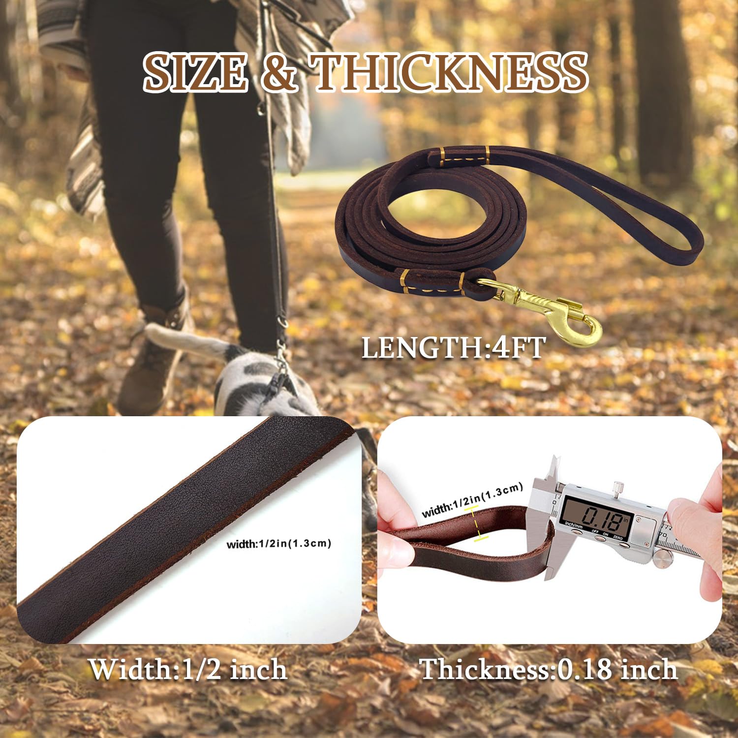 Lwbmg 4Ft Leather Dog Leash For Small Dogs,Thin Leather Pet Leash Heavy Duty Soft Real Genuine Leather Leash For Small & Medium