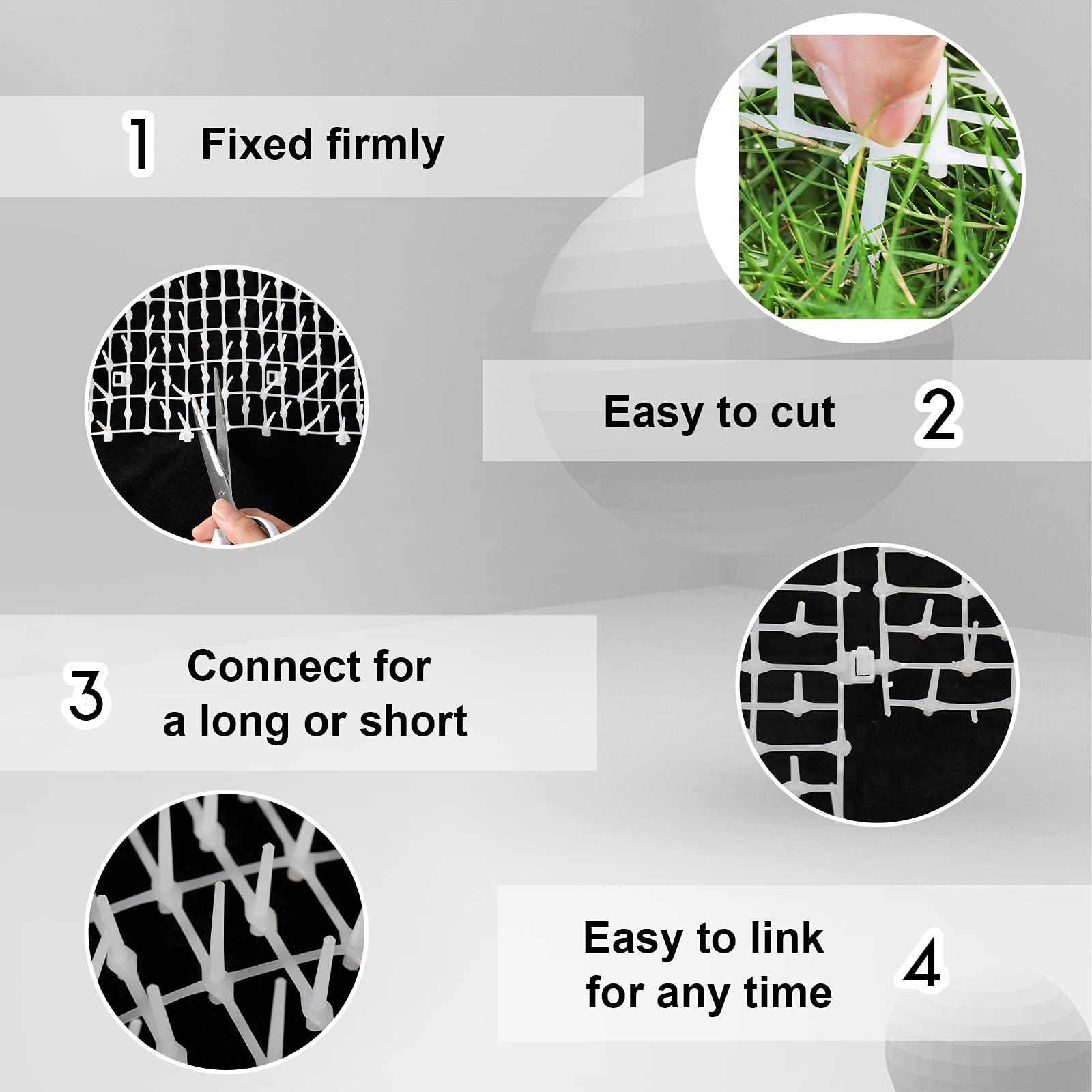 Scat Mat With Spikes Prickle Strips For Cats Dogs Spiked Mat Network Digging Stopper For Garden Fence Outdoor Indoor Keep Pet Dog Cat Off Couch Furniture (79 X 12 Inch, White)