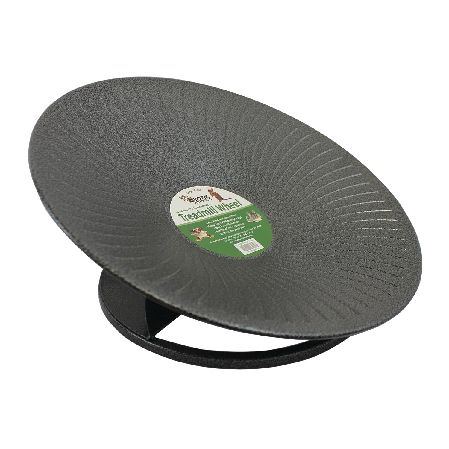 Treadmill Wheel 14' Black - All Metal Exercise Wheel For Chinchillas, Prairie Dogs, Rats, Hedgehogs, Sugar Gliders, Squirrels, Degus, Hamsters & Other Small Animals - Smooth, Fast, Silent, Durable