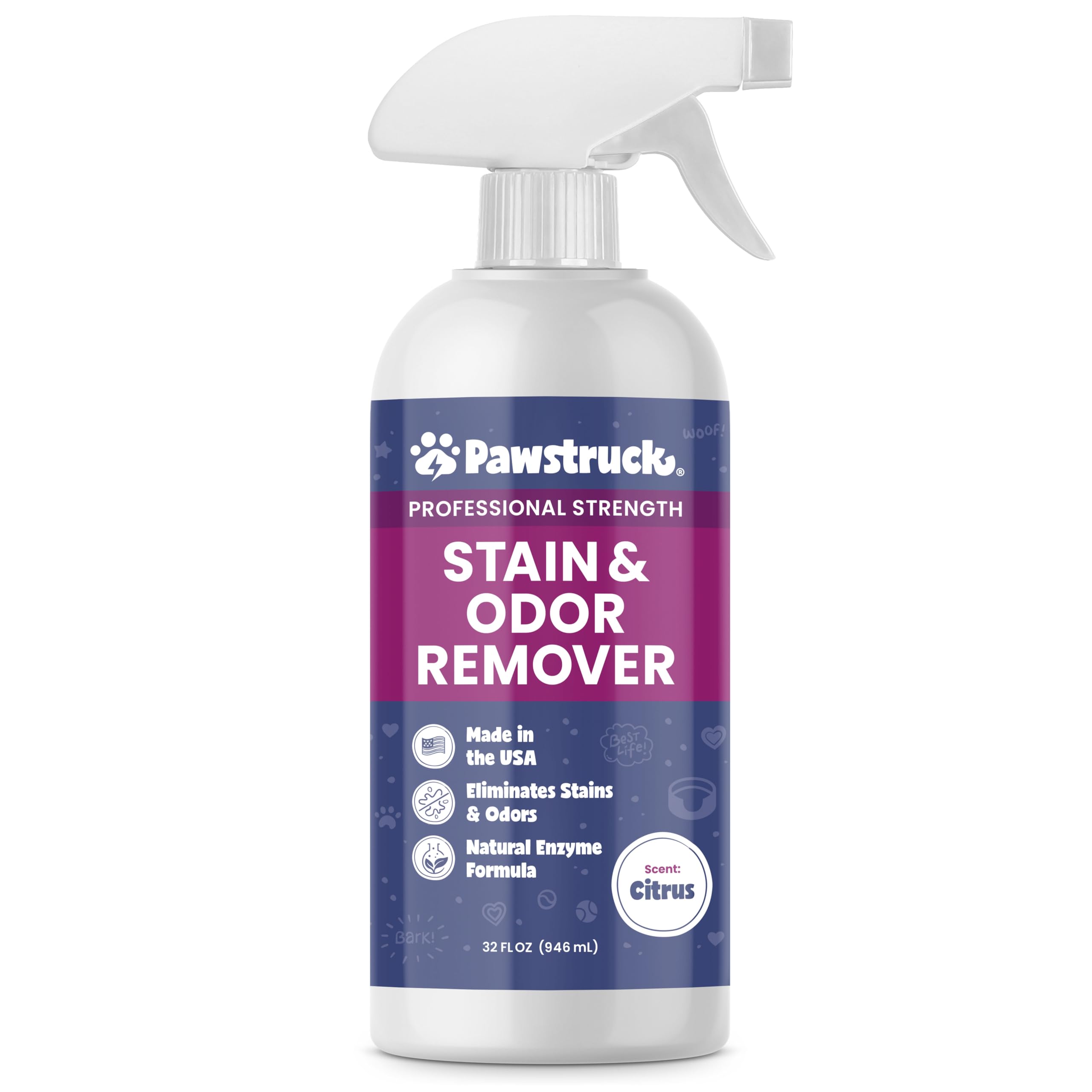 Pawstruck Professional Strength Pet Stain & Odor Remover - Natural Enzyme Cleaning Solution for Dogs & Cats - Safe and Effective