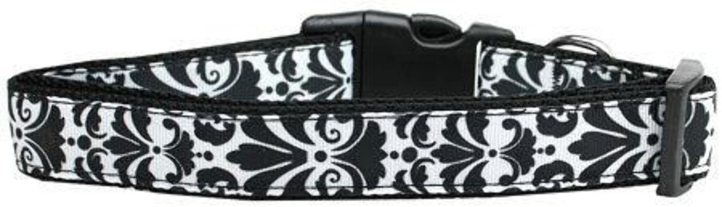Mirage Pet Products Damask Nylon Dog Collar, Medium, Black