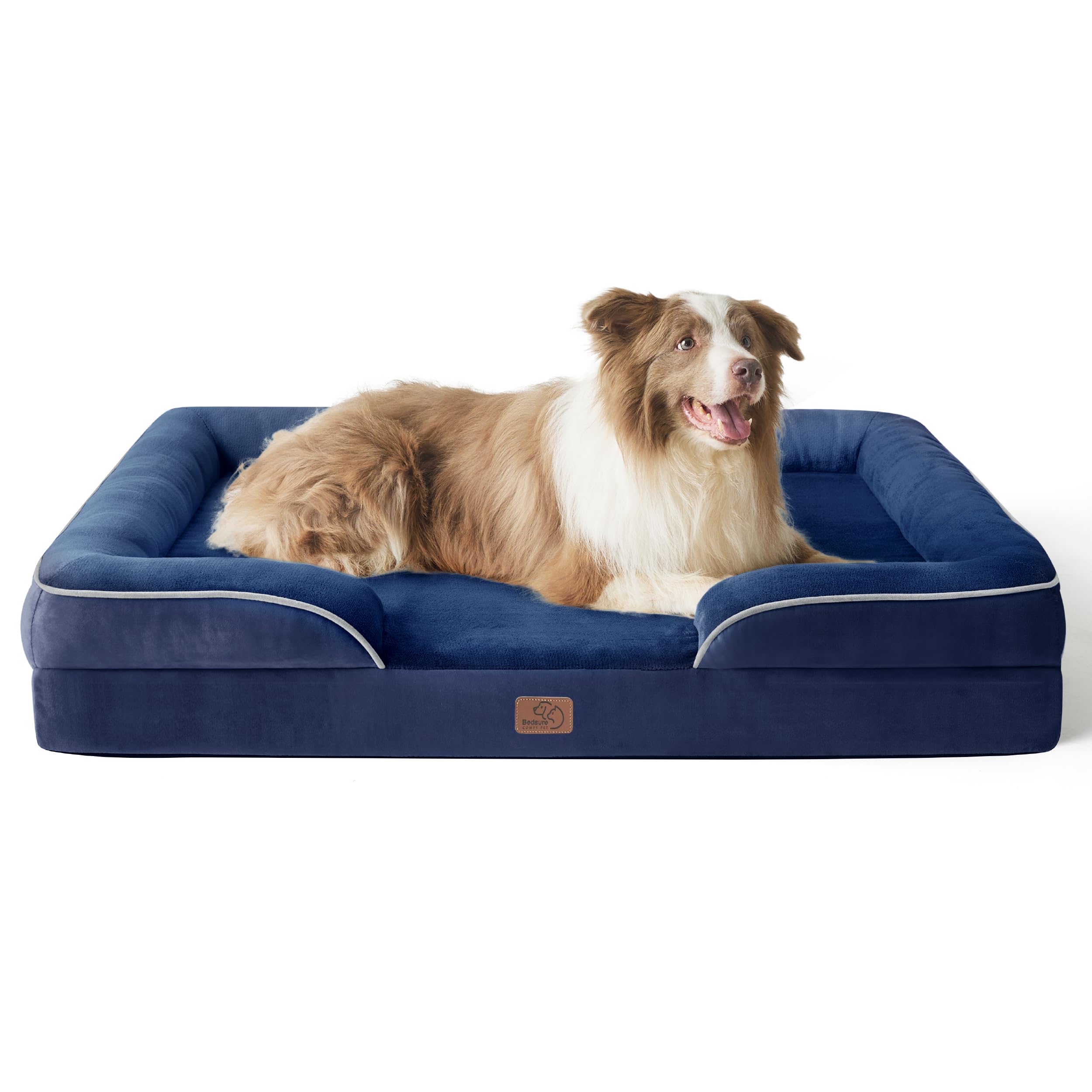 Bedsure Orthopedic Dog Bed For Large Dogs - Big Washable Dog Sofa Beds Large, Supportive Foam Pet Couch Bed With Removable Washable Cover, Waterproof Lining And Nonskid Bottom, Navy Blue
