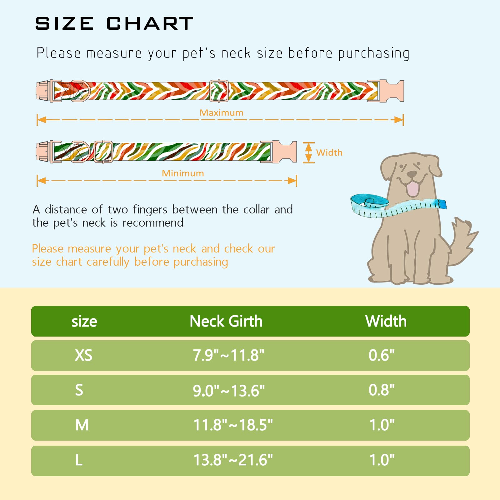 Faygarsle Multicolor Pattern Dog Collar For Small Medium Large Dogs Cute Puppy Collars For Female Dogs For Summer Spring Wedding