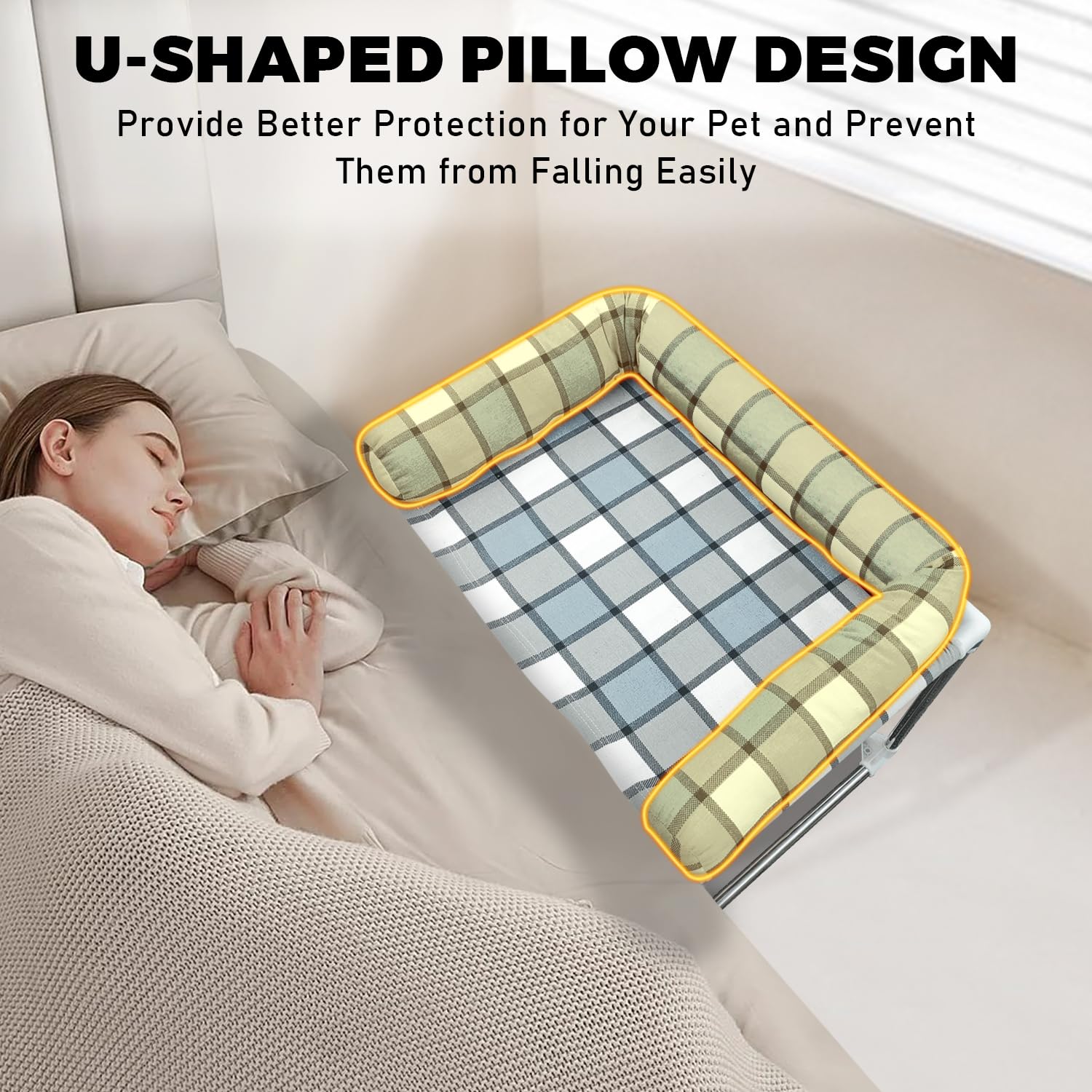 Bedside Cosleeper Pet Dog Bed - Dog Beds With Pillow Extension Attached To Human Bed Height Raised Pet Window Perch (26'' X 20''