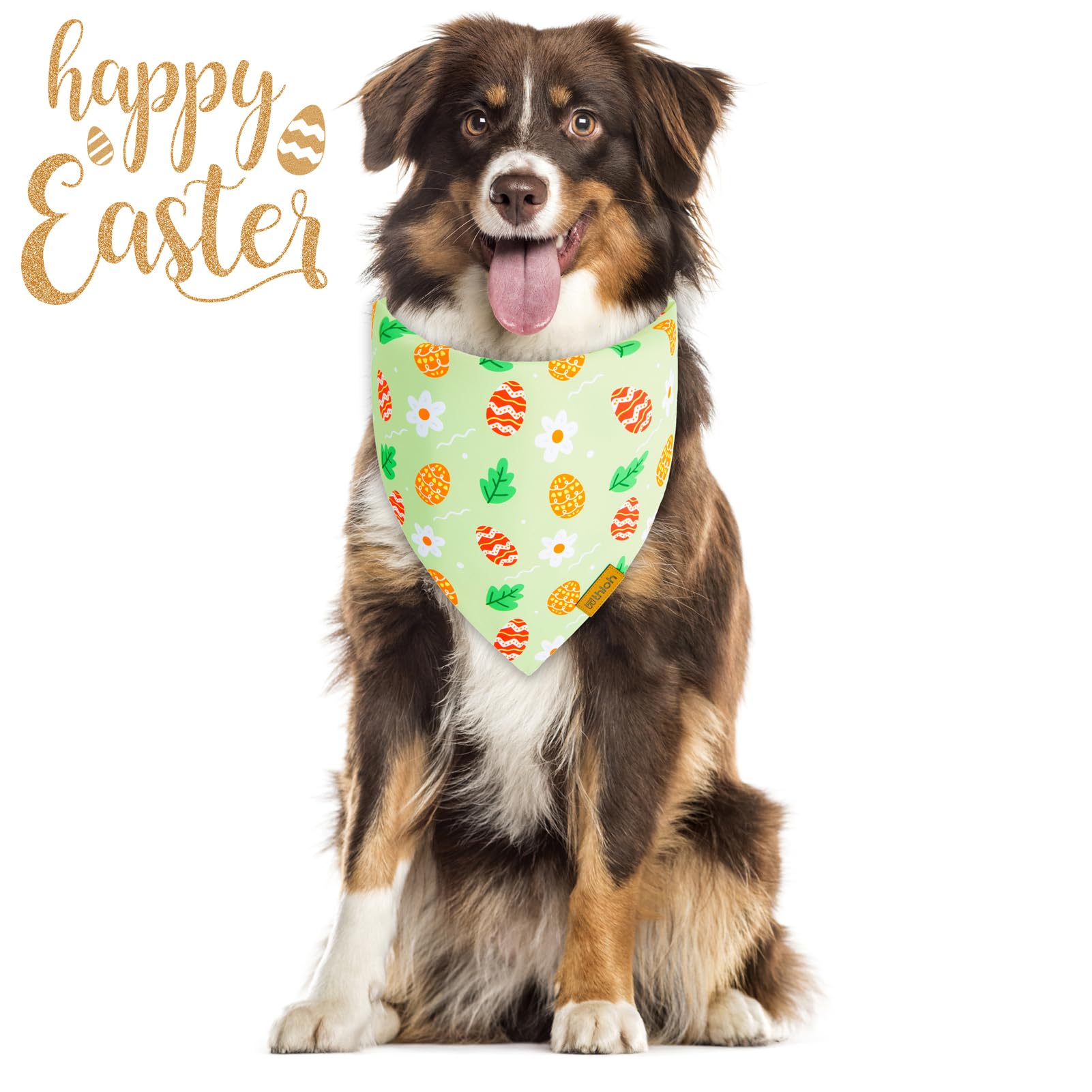 Thloh Easter Dog Bandanas 2 Pack - Pet Scarf For Boy And Girl, Spring Pet Accessory, Reversible Holiday Bandana For Medium And L