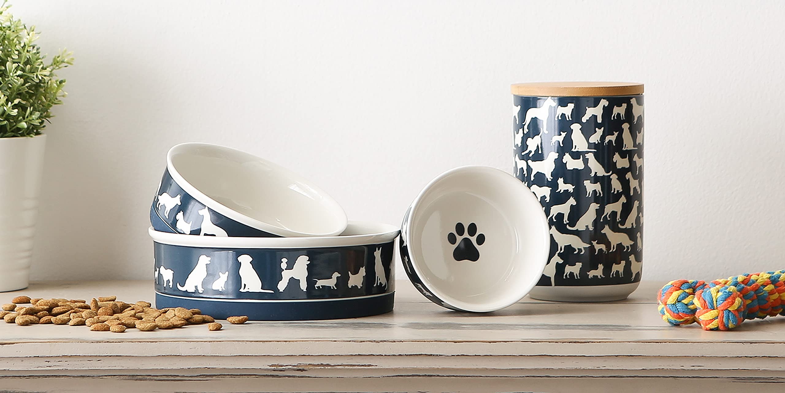 DII Cats Meow Navy  Ceramic Treat Canister