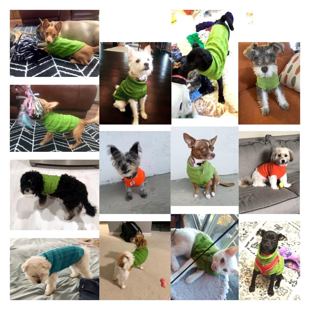 Small Dog Sweaters Knitted Pet Cat Warm Dog Sweatshirt Winter Clothes Kitten Puppy Sweater (X-Small,Light Green)