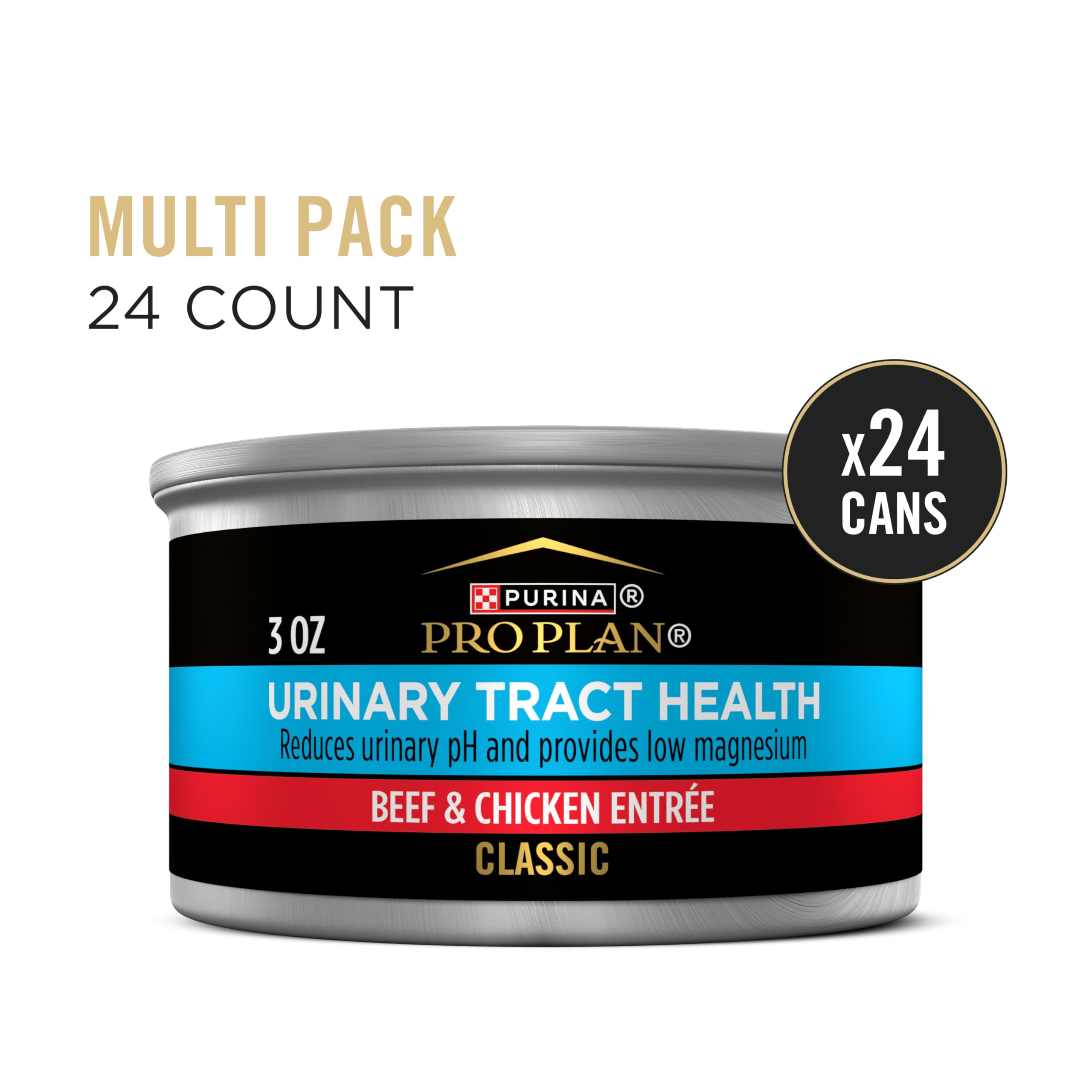 Purina Pro Plan Urinary Tract Health Beef and Chicken Entree Classic Cat Food - (Pack of 24) 3 oz. Pull-Top Cans