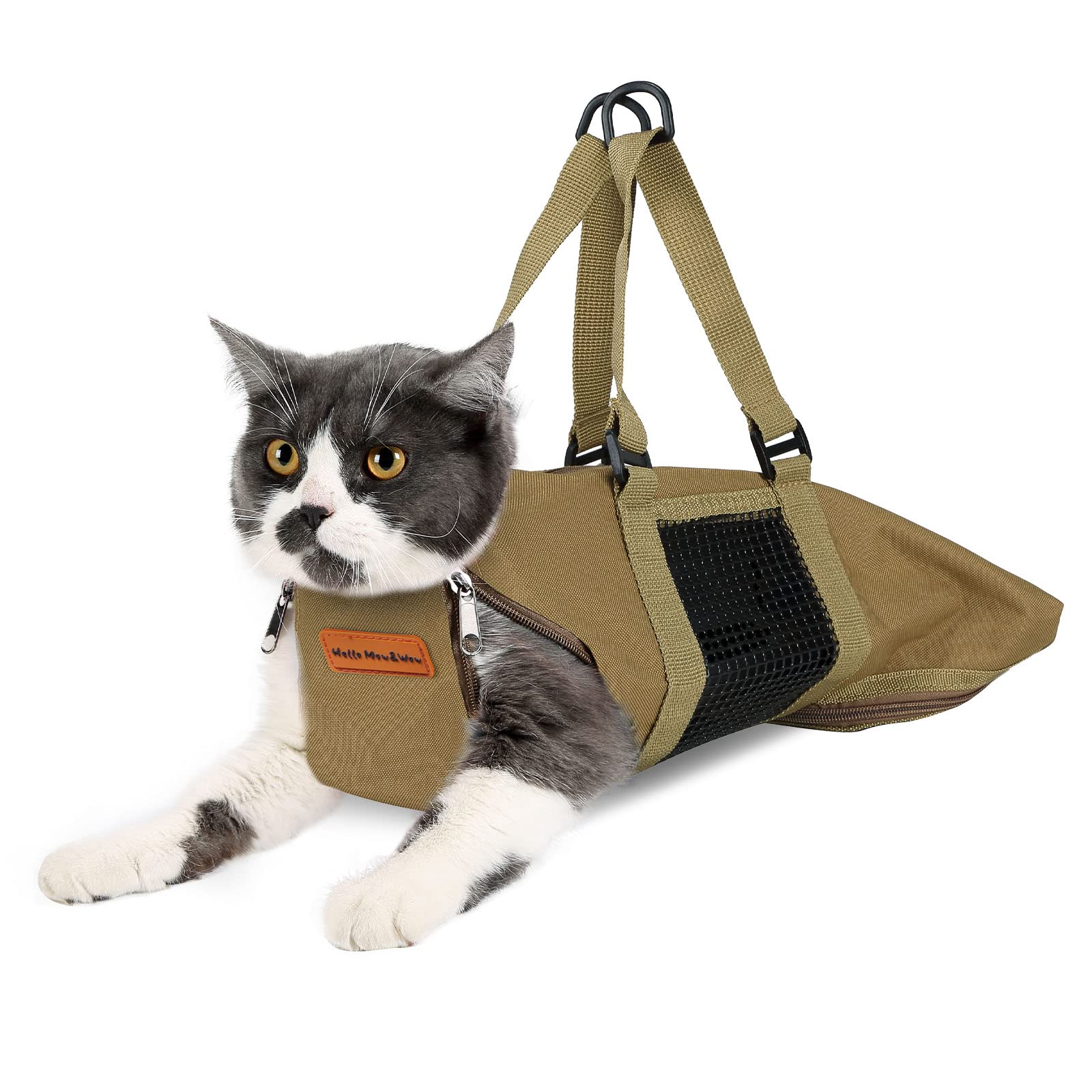 Cinf Cat Nail Clipping Cleaning Grooming Restraint Bag No Scratching Biting for Bathing Nail Trimming Injecting Examining(Tan,M)