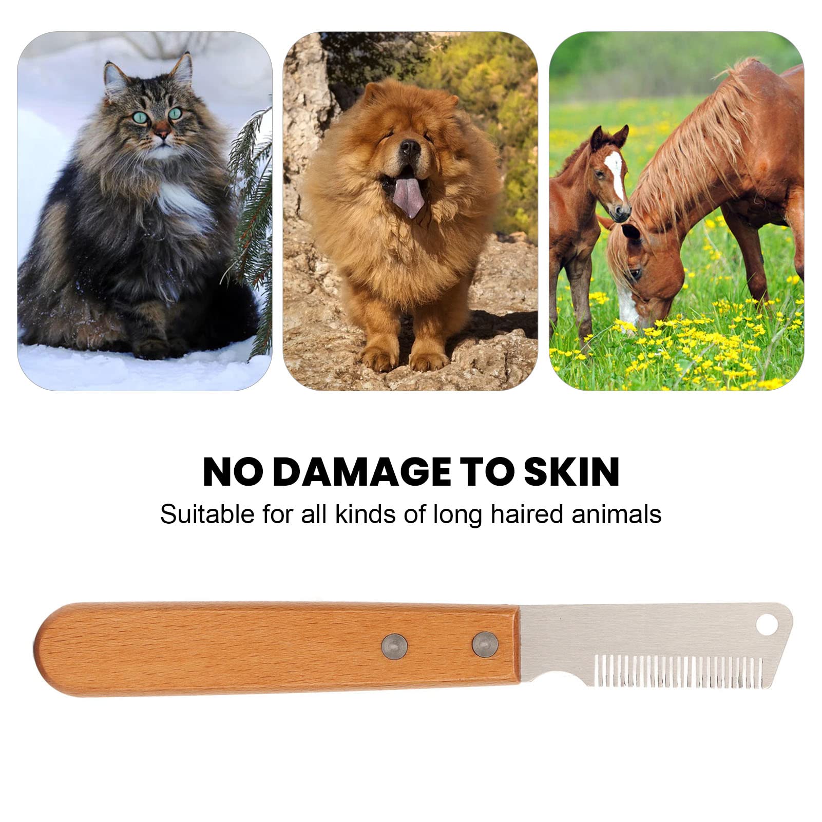 Pet Grooming Tool: Multifunction Remove Floating Hair Comb With Wood Handle For Cats And Dogs