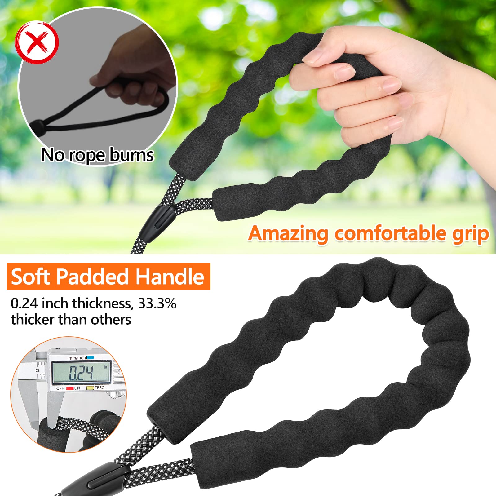 Ntr Heavy Duty Dog Leash, 30Ft Reflective Dog Leash With Swivel Lockable Hook And Comfortable Padded Handle, Puppy Leash For Walking, Hunting, Camping, Backyard For Small Medium And Large Dogs
