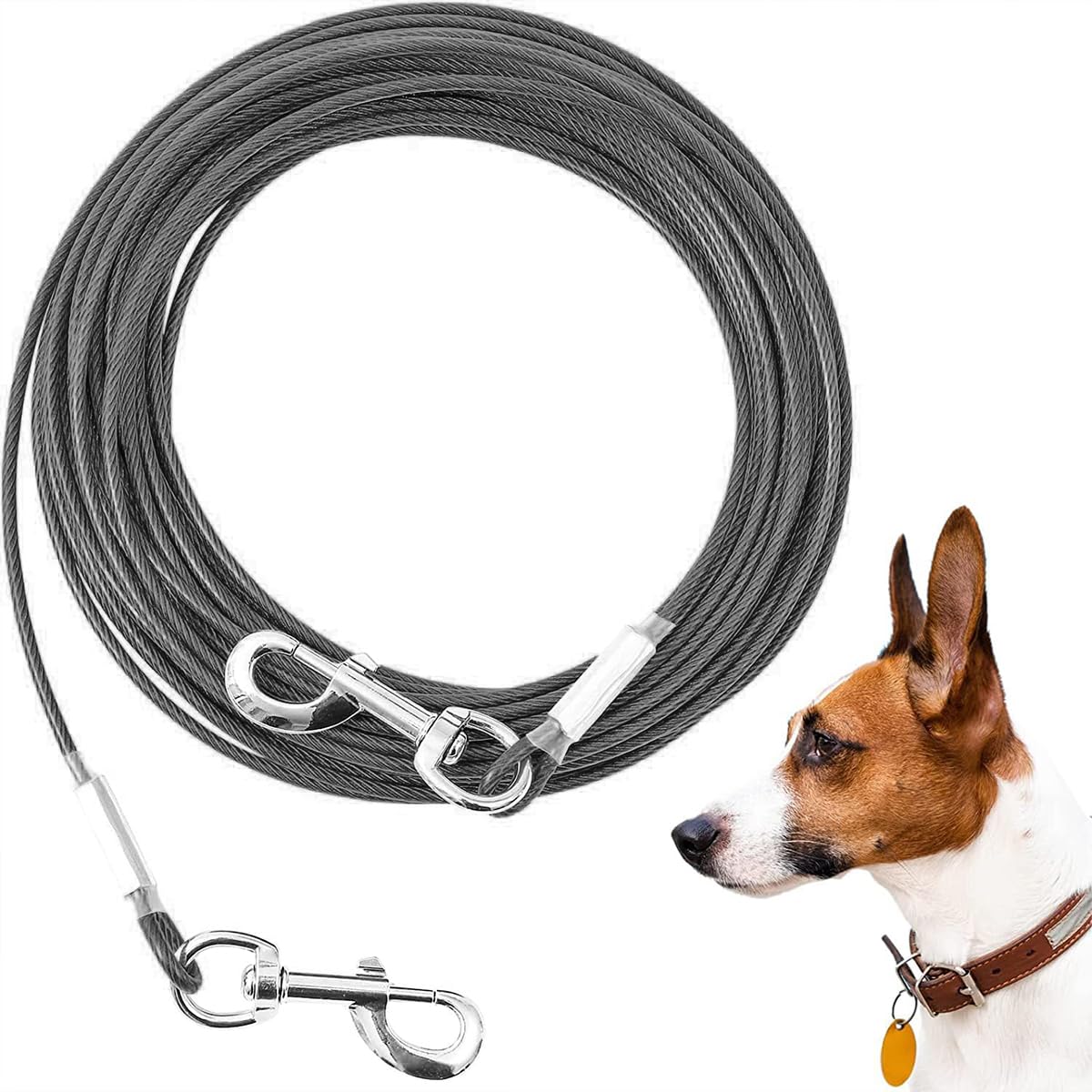 Tie Out Cable For Dogs,10Ft Dog Leads,Heavy Duty Tie Out Cable For Large Dogs Up To 125Lbs,Durable Dog Runner Tether Line For Ou