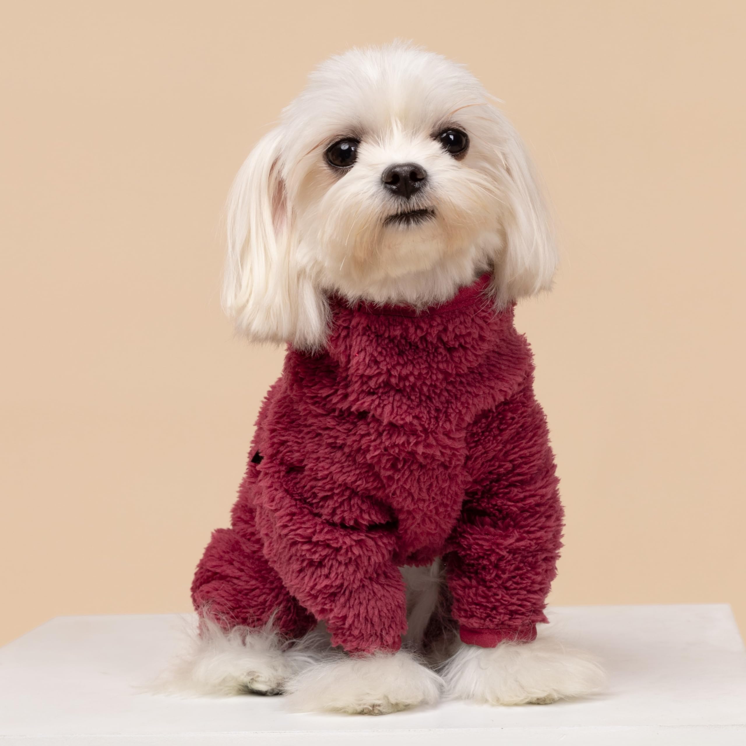 Fitwarm Fuzzy Fleece Dog Christmas Pajamas, Dog Winter Clothes for Small Dogs Girl Boy, Velvet Dog Onesie, Pet Jumpsuit, Doggy A