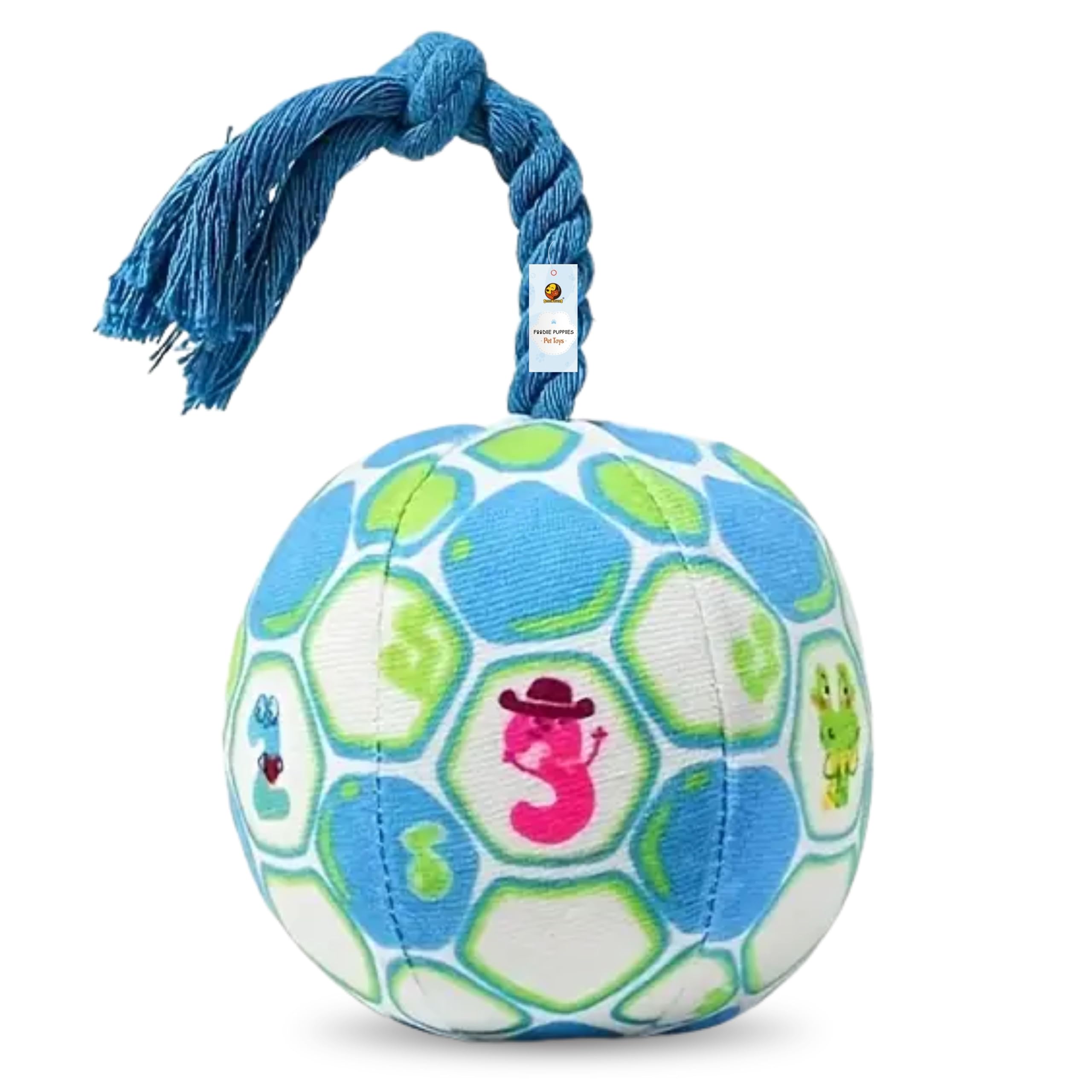 Foodie Puppies Interactive Rope Plush Ball Toy for Puppies & Small Dogs  Soft CottonFilled Plush Rope Handle Ball with Sound &