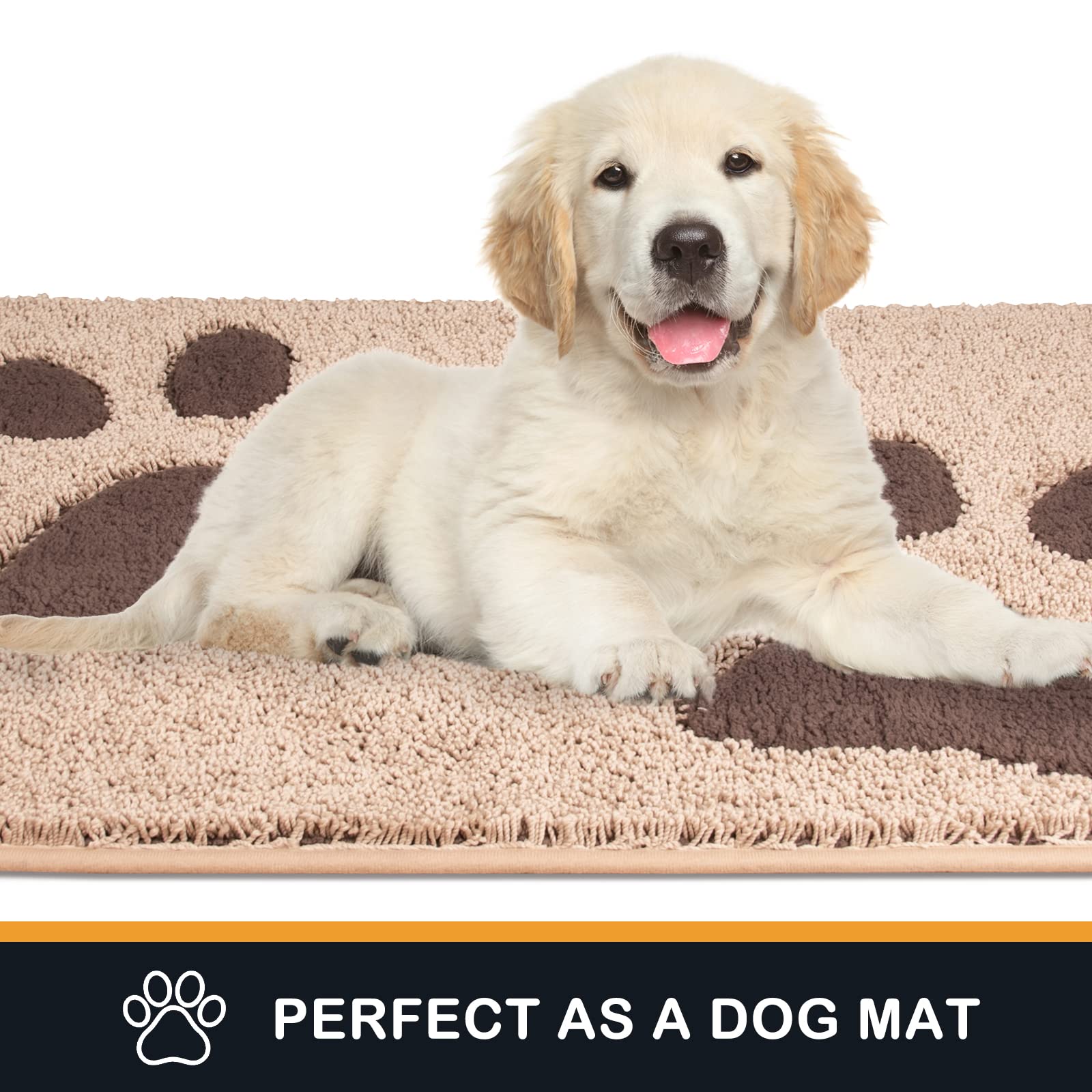 Purrugs Dirt Trapper Door Mat 32'' X 70'', Non-Skid/Slip Machine Washable Microfiber Entryway Rug, Dog Doormat, Super Absorbent