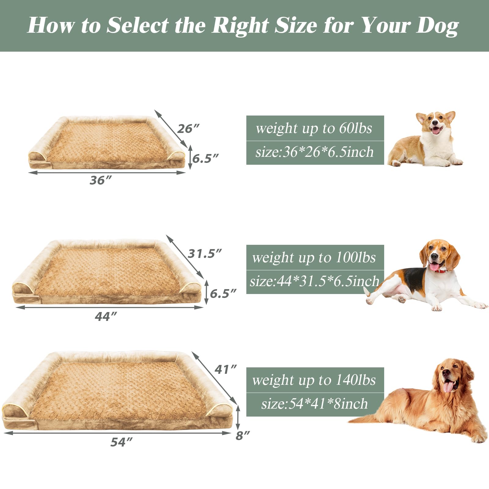 Modcart Orthopedic Dog Bed For Large Dog,Memory Foam Xl Extra Large Cat Bed With Stickable Design Waterproof Pet Couch Bed With