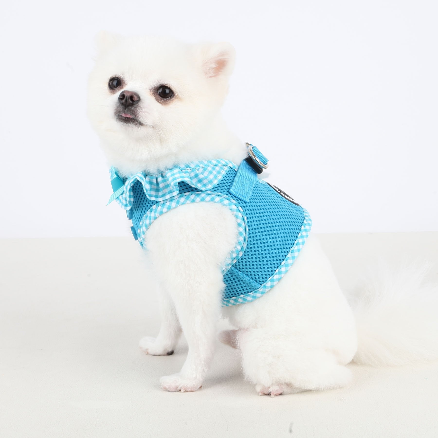 Puppia Vivien Vest Dog Harness Step-in All Season Mesh Cute No Pull No Choke Walking Training for Small Dog, Sky Blue, Large