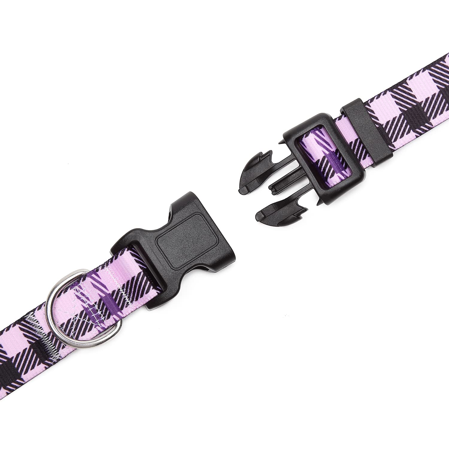 Mercano Adjustable Dog Collar - Special Design Patterns, Soft Nylon Comfortable Durable Pet Collar For Small Medium Large Dogs (L, Purple Plaid)