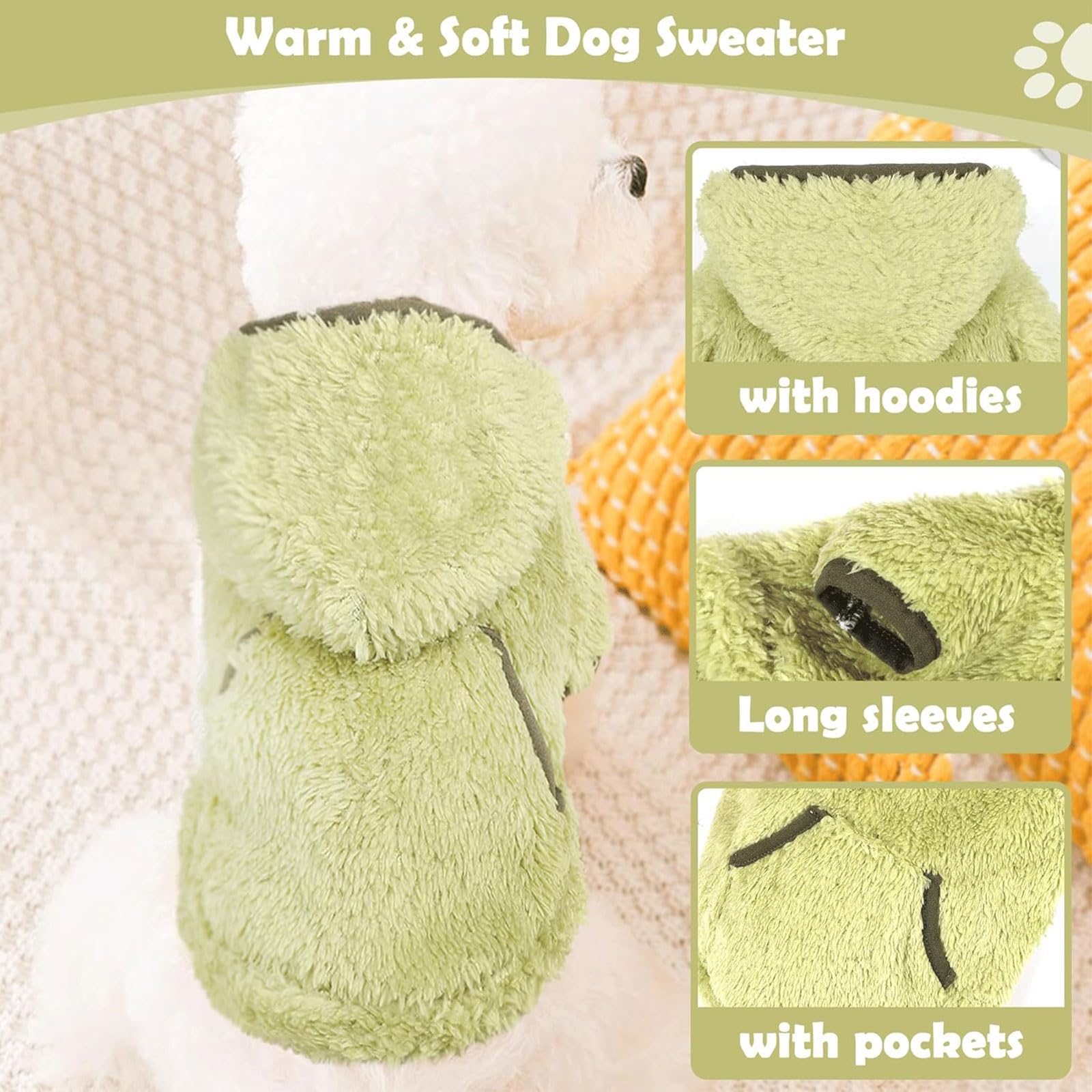 Small Dog Sweater Fleece Dog Hoodie Girl Boy Winter Warm Puppy Clothes Chihuahua Teacup Yorkie Soft Stretchy Tiny Outfits Cat Sw