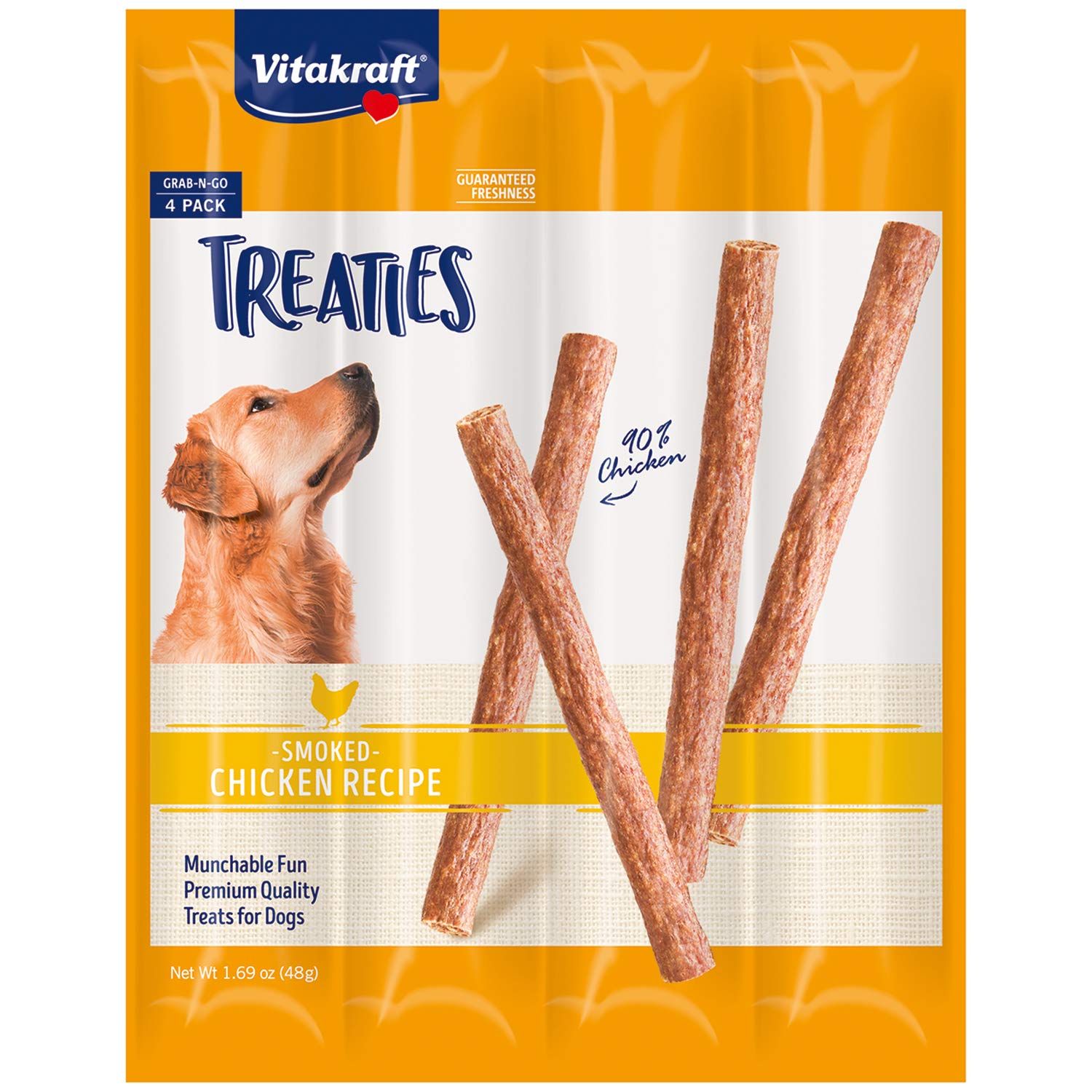 Vitakraft Treaties Dog Chew Sticks - Treats Made with 90% Chicken - Soft Dog Jerky Treats - Dog Chews No Rawhide