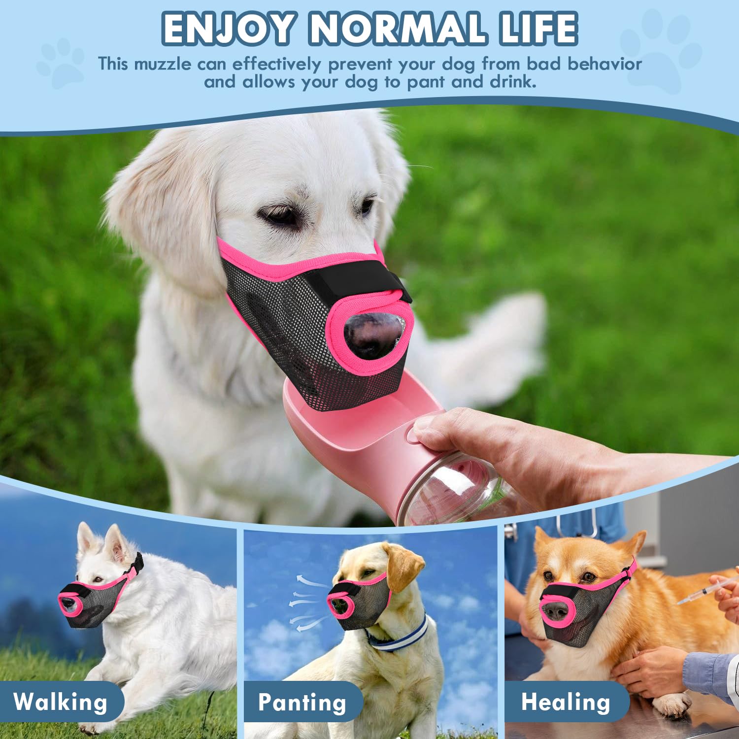 Gremcada Dog Muzzle - Soft Air Mesh Pet Muzzle For Large Medium Small Dogs - Front Opening Design, Breathable, Adjustable, & Pre