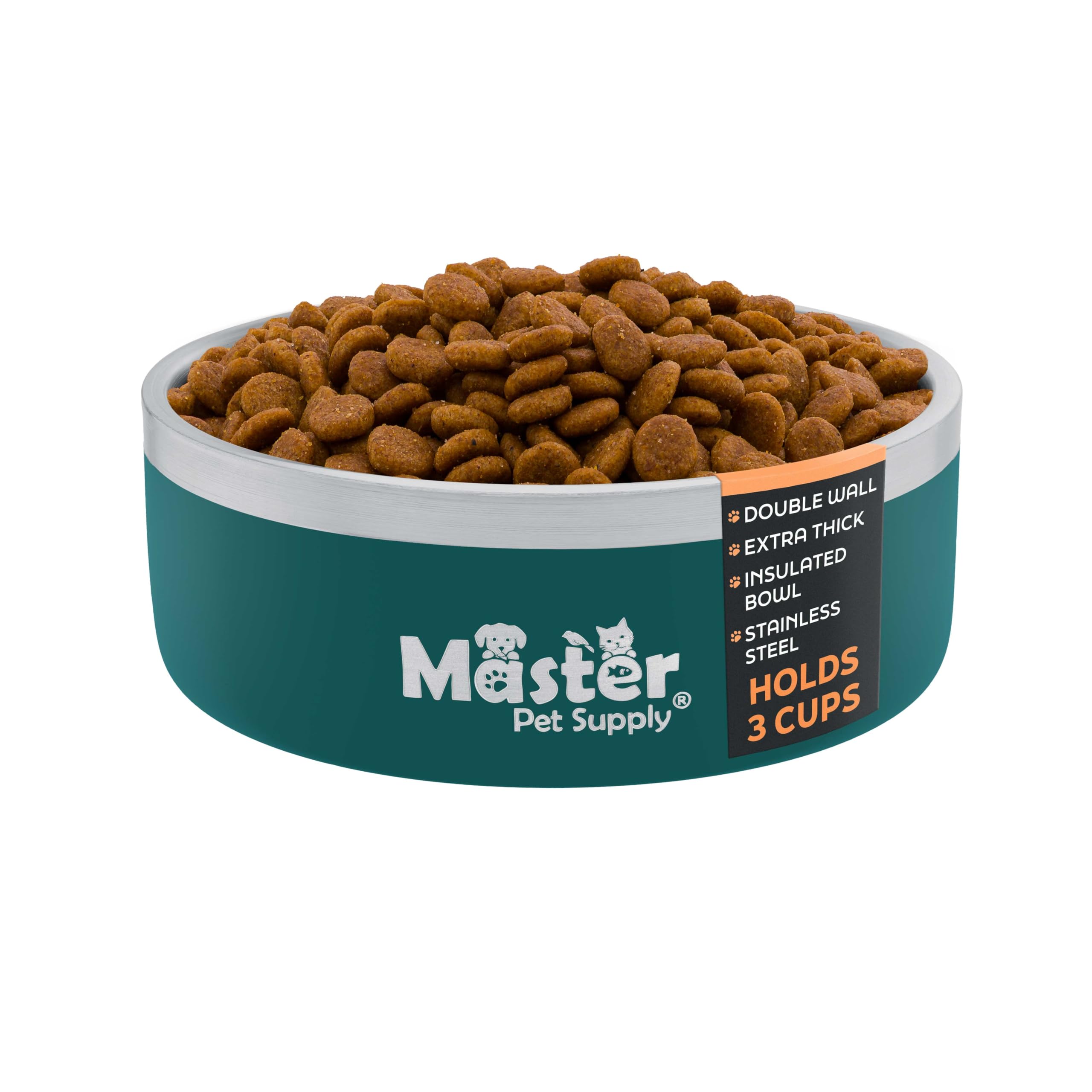 Master Pet Supply Stainless Steel Dog Bowls - 25 oz, Heavy Duty - Emerald Sea, Double Wall Extra-Thick Insulated, Non-Slip Pet W
