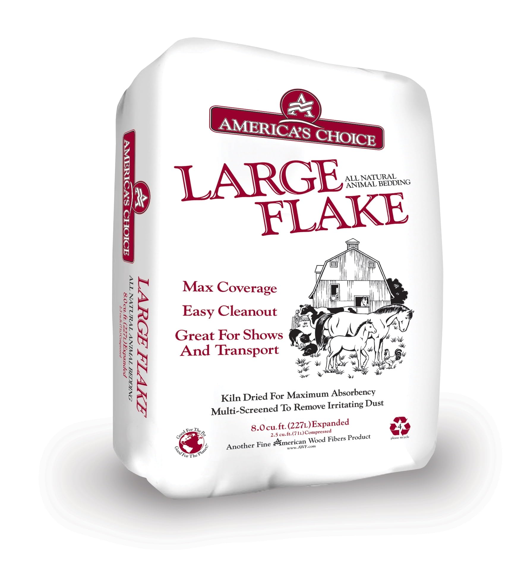 Americas Choice 532.5P2LGEAC Large Flake Animal Bedding, 2.5-8.0 Cu. Ft. Expanded - Quantity 1