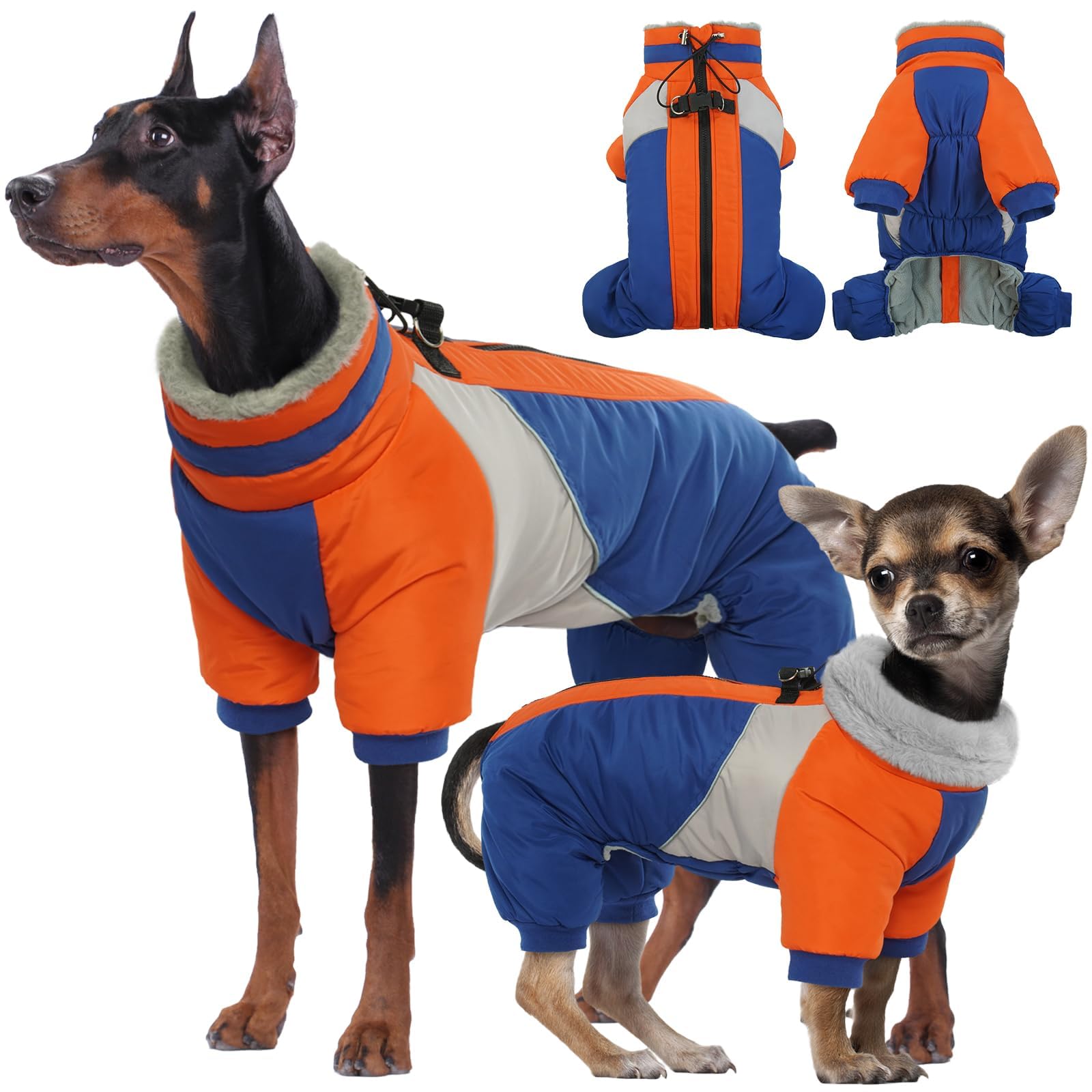 Kuoser Fullbody Dog Coat - Large Dog Winter Coat With Built-In Harness, Reflective Jacket, Snowsuit For Shiba Inu, French Bulldo
