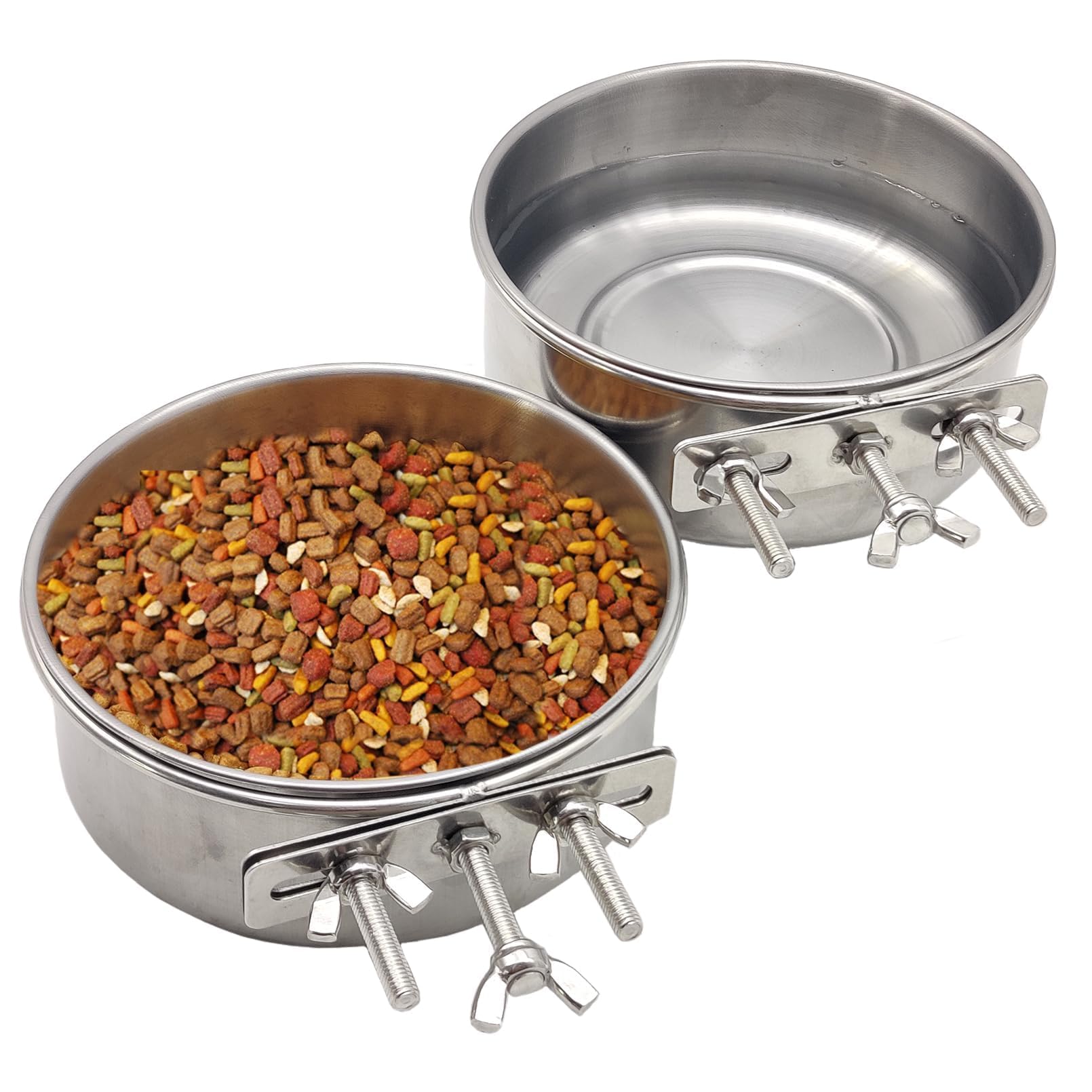 PINVNBY 2pcs Stainless Steel Bird Bowl Water Bowl Stainless Steel Bird Feeding Dish Cups for Parrot Parakeet African Greys Conur