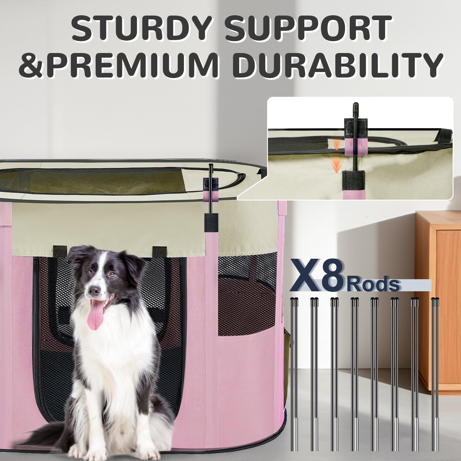 Pet Dog Cat Playpen with Waterproof Pad,Portable Puppy Kitten Rabbit Crate and Other Small Animals Kennel Cage Tent for Indoor O