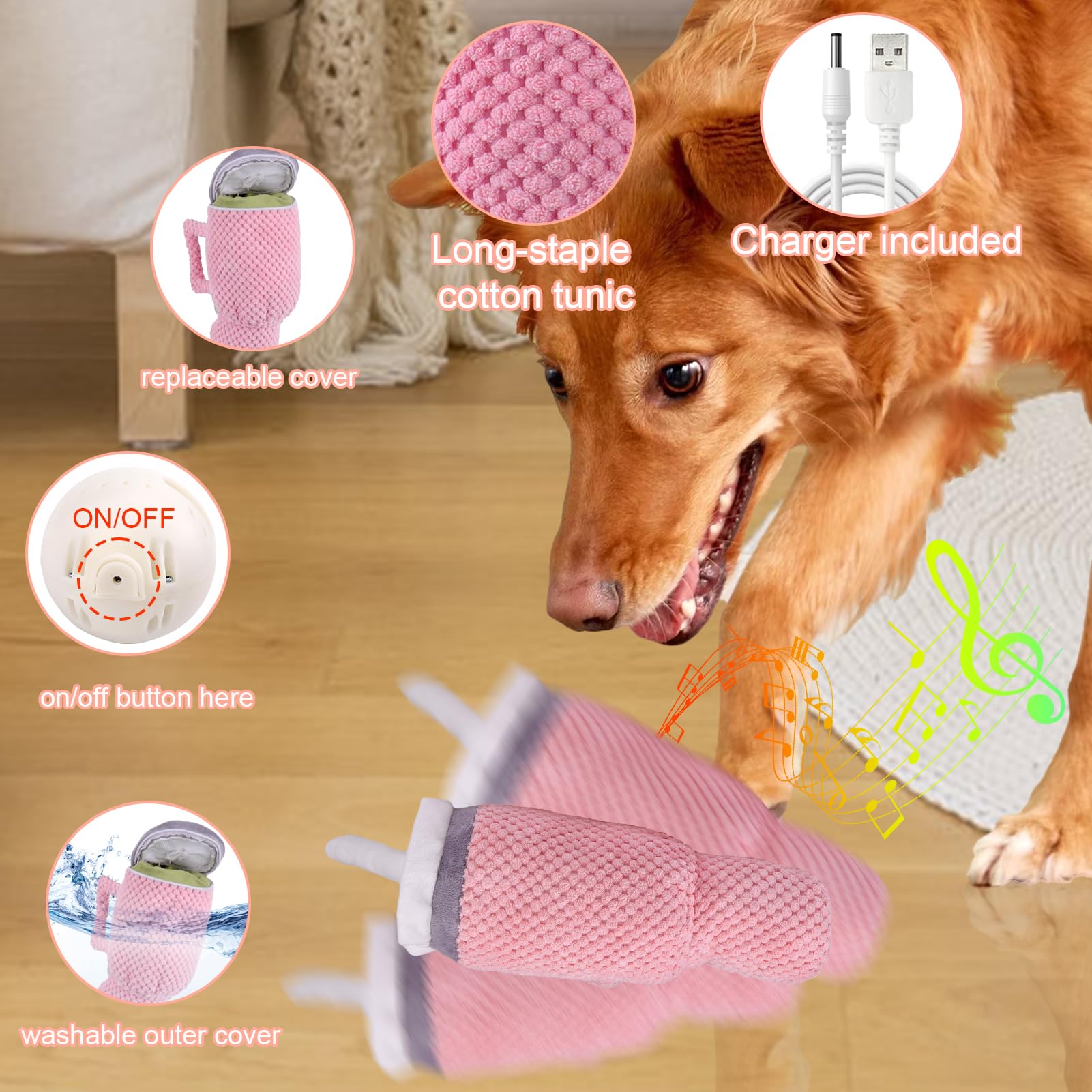 Mity rain 2 in 1 Interactive Dog Toys, Tumbler Dog Toys to Keep Them Busy, Plush Squeaky Dog Toys with Interactive Dog Ball Jump
