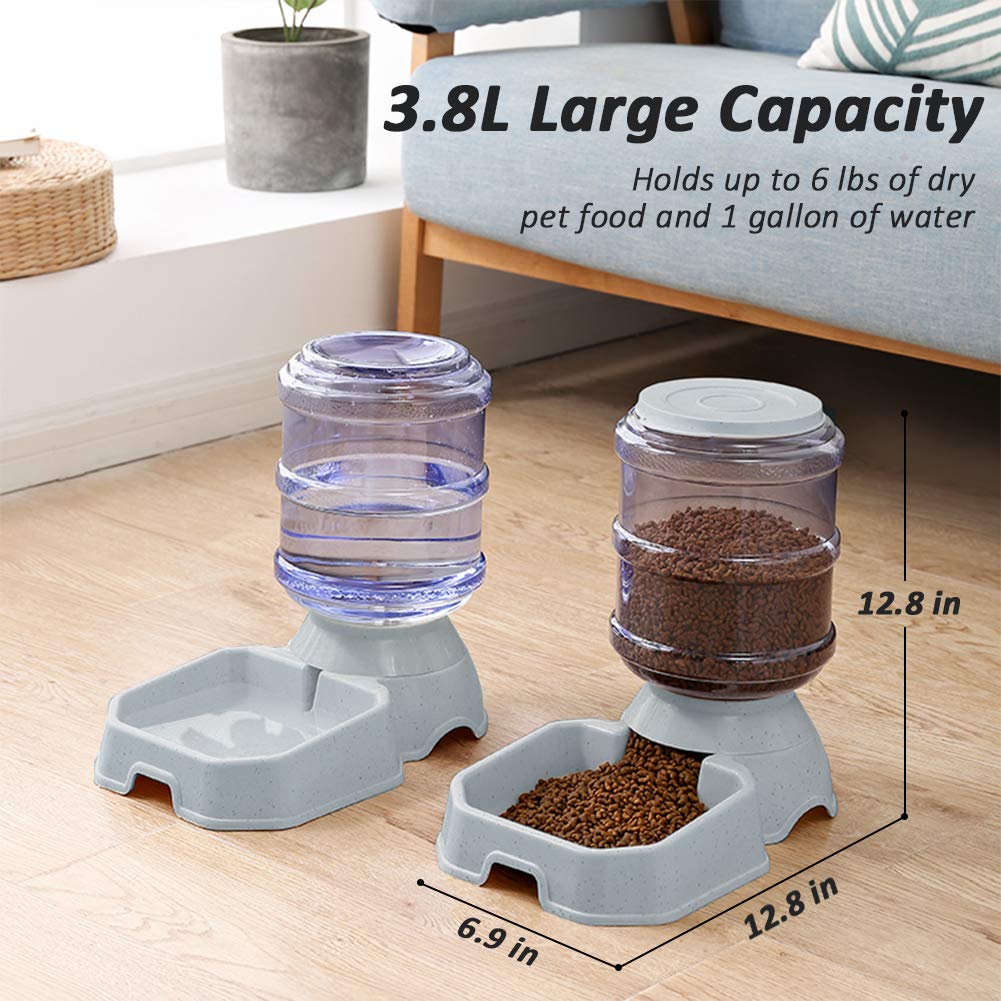 Pet Feeder and Water Food Dispenser Automatic for Dogs Cats, 100% BPA-Free, Gravity Refill, Easily Clean, Self Feeding for Small