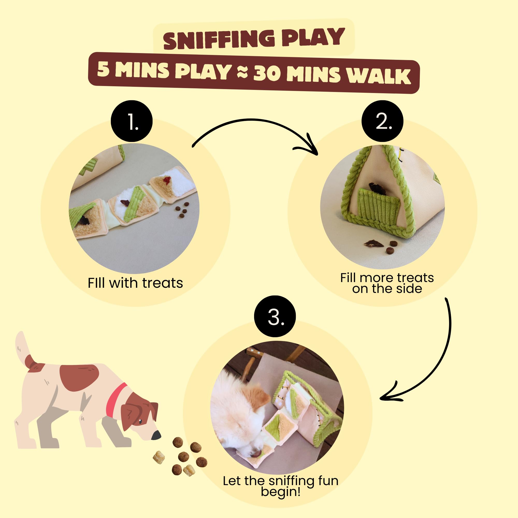 Pawfoo Lab Interactive Dog Toys - Snuffle Puzzle & Treat Dispenser, Durable Cotton, Tissue Box, 2-in-1 Chew Toy for Dogs