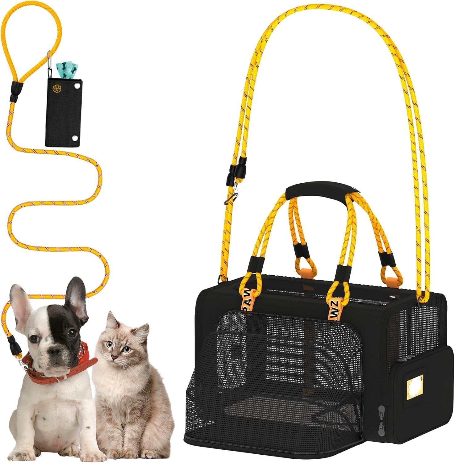 PAWZIDEA Expandable Pet Carrier with ID Card, 18Inchx11Inchx11Inch Airline Approved SoftSided Travel Bag, TSA UnderSeat Cat Carrier for