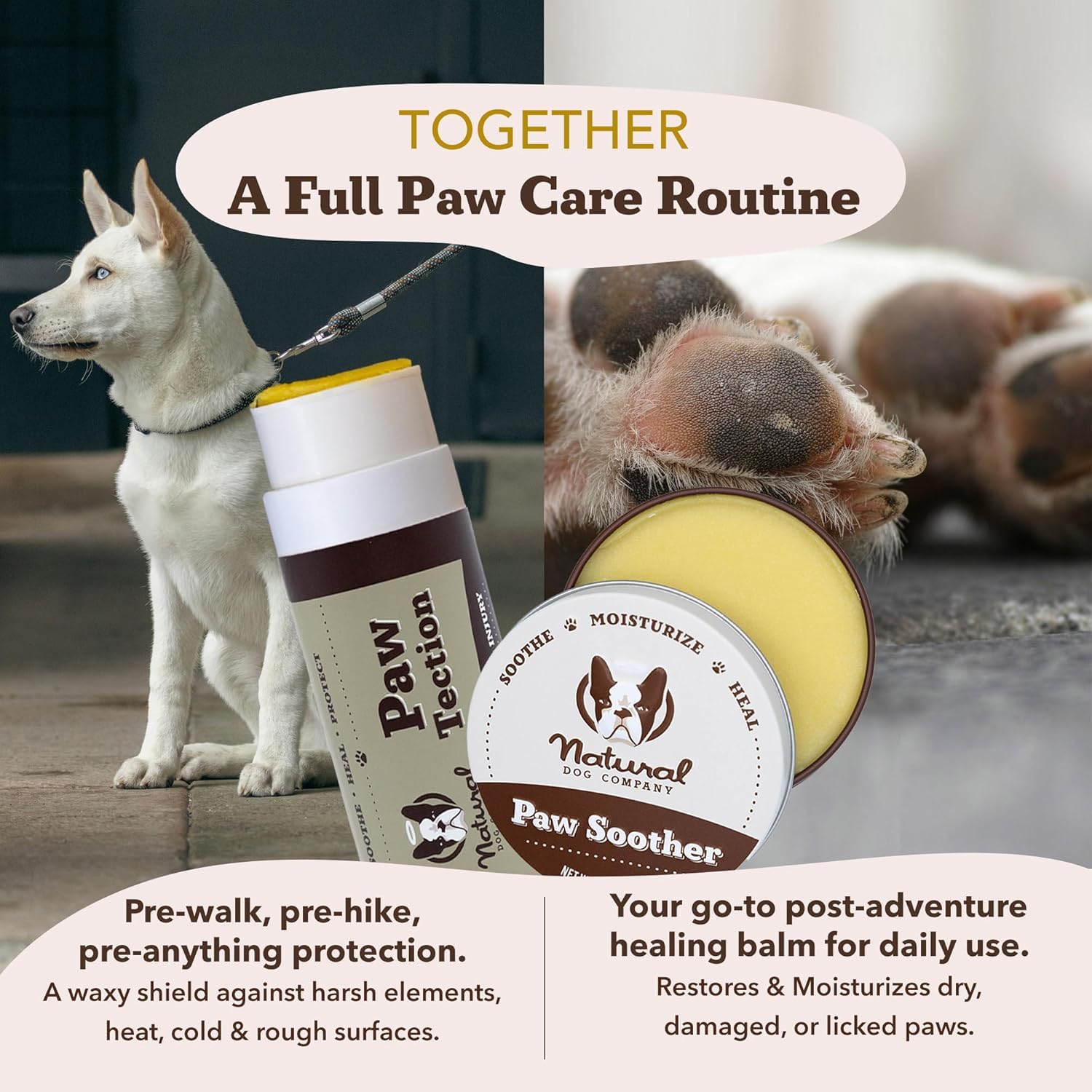 Pawtection Balm Stick For Dogs (2Oz) All-Natural, Lick-Safe Dog Paw Protector, Moisturizing Dog Paw Balm For Dry, Cracked Pads, Protects Paws From Winter Ice, Salt & Rough Terrain