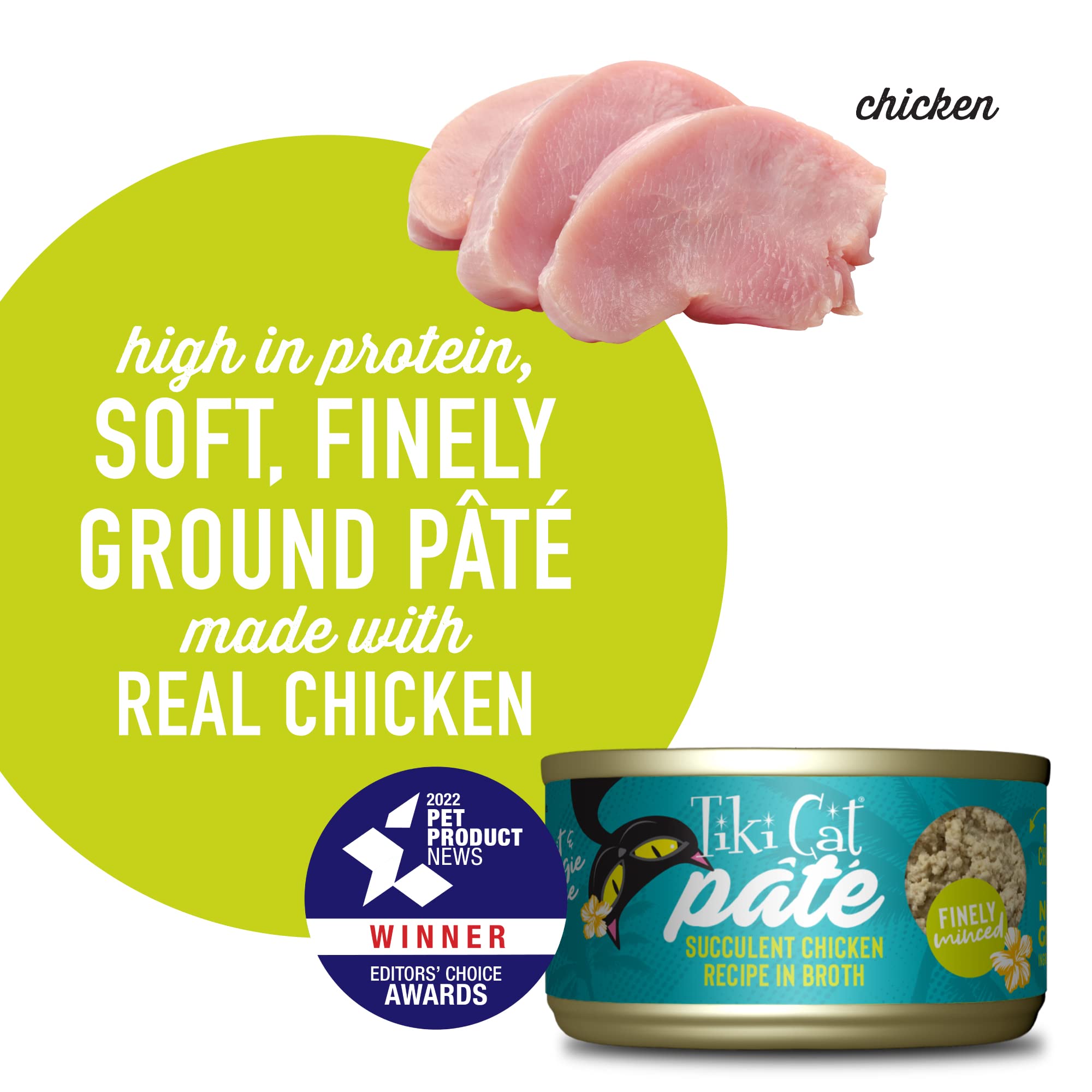 Tiki Cat Luau Pt  , Succulent Chicken Recipe in Broth, Grain-Free Balanced Nutrition Wet Canned Cat Food, for All Life Stages, 2